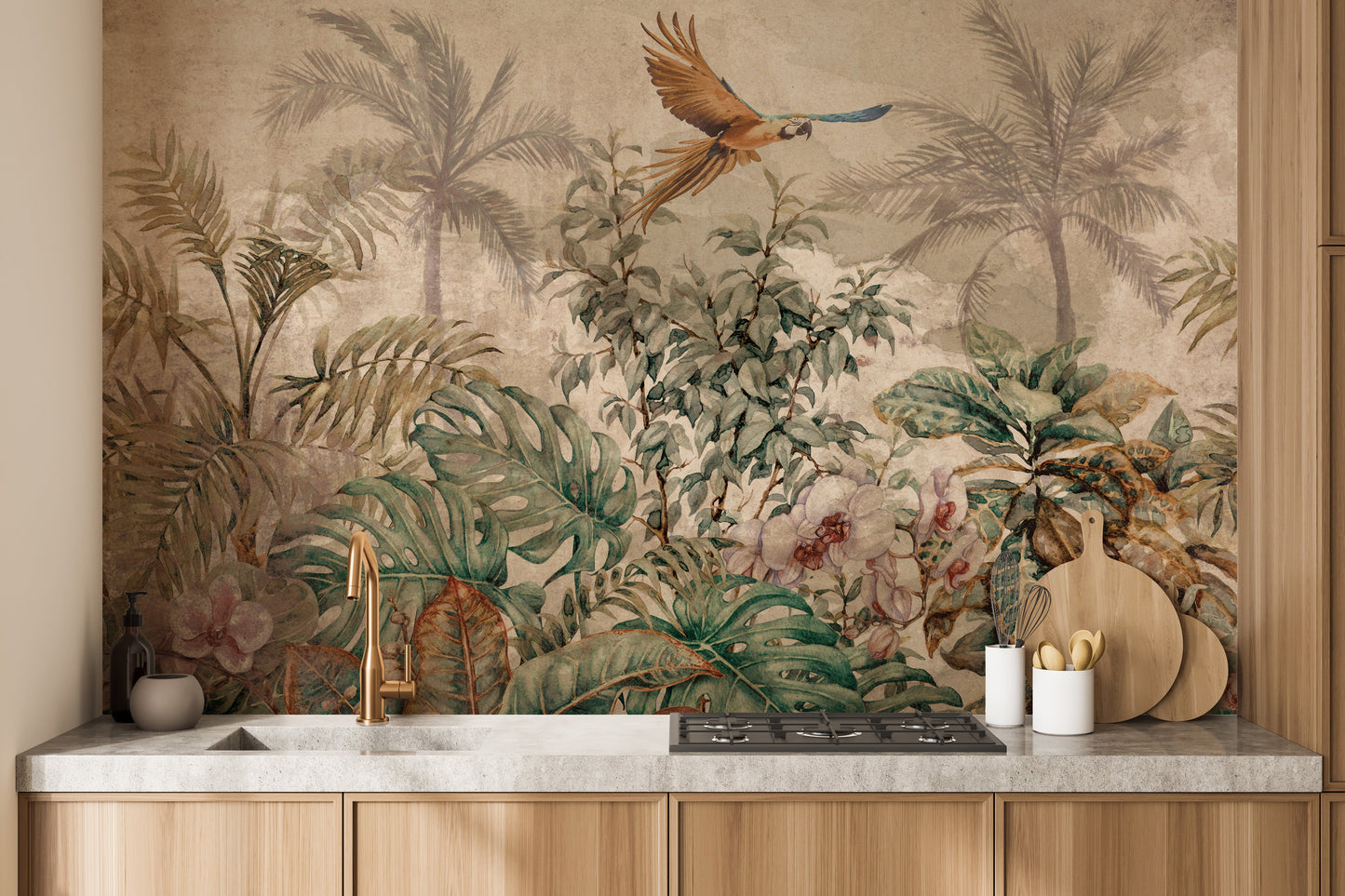 Sepia Colored Tropical Forest Wallpaper Murals - Giffywalls