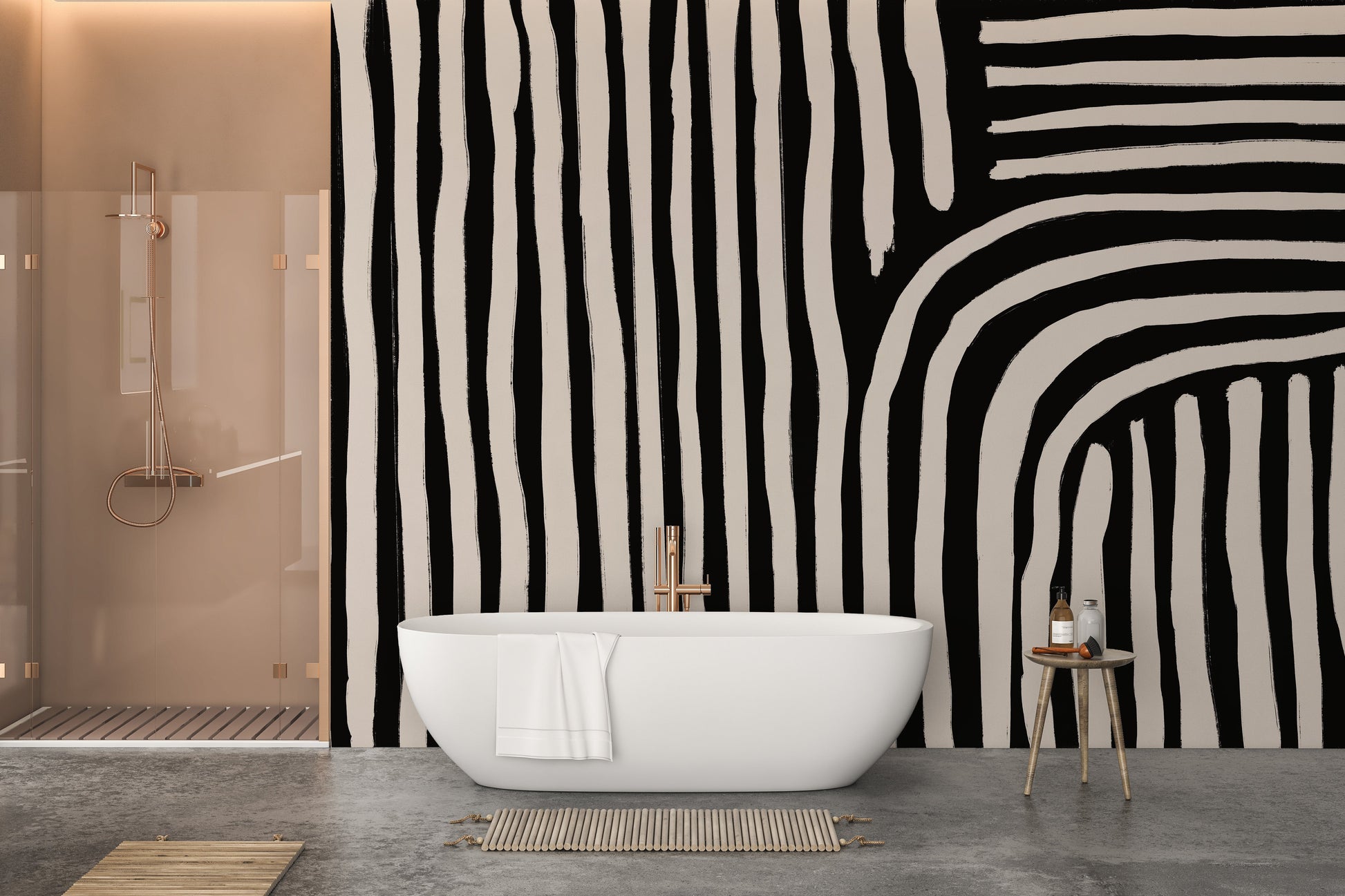 black and white striped wallpaper mural - Giffywalls