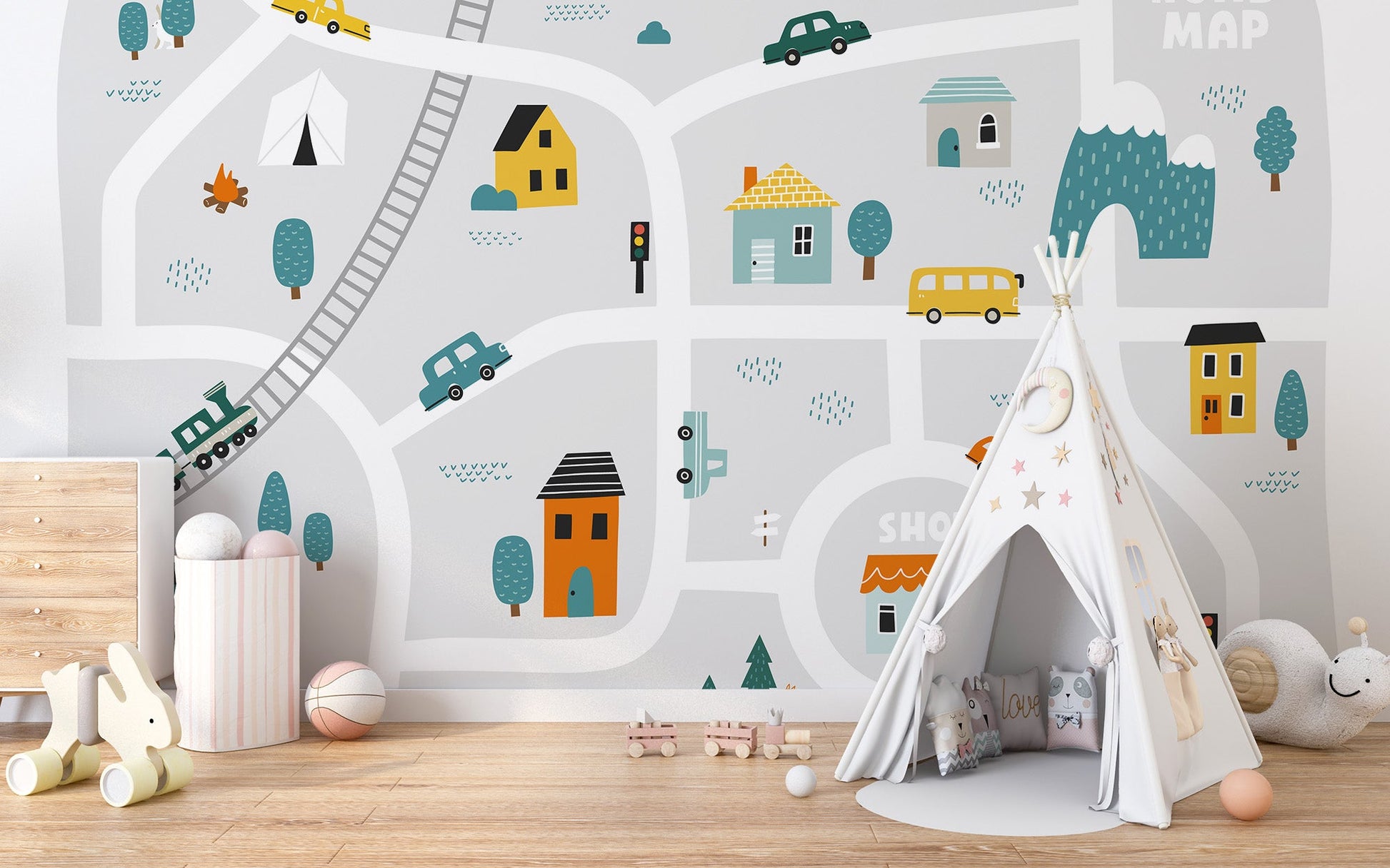 Town Map Wall Mural - Giffywalls