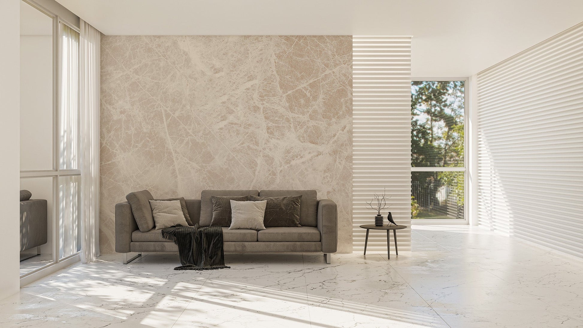 White Carrara Marble Wallpaper Mural - Giffywalls