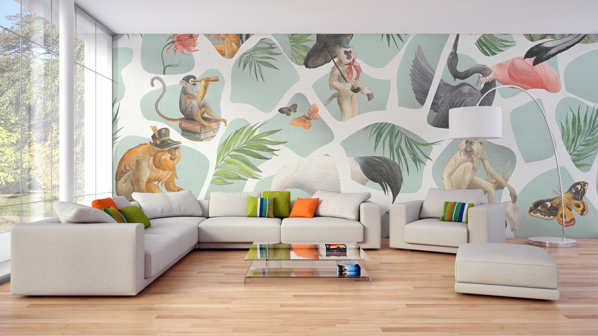 Watercolor Monkey wallpaper Mural - Giffywalls