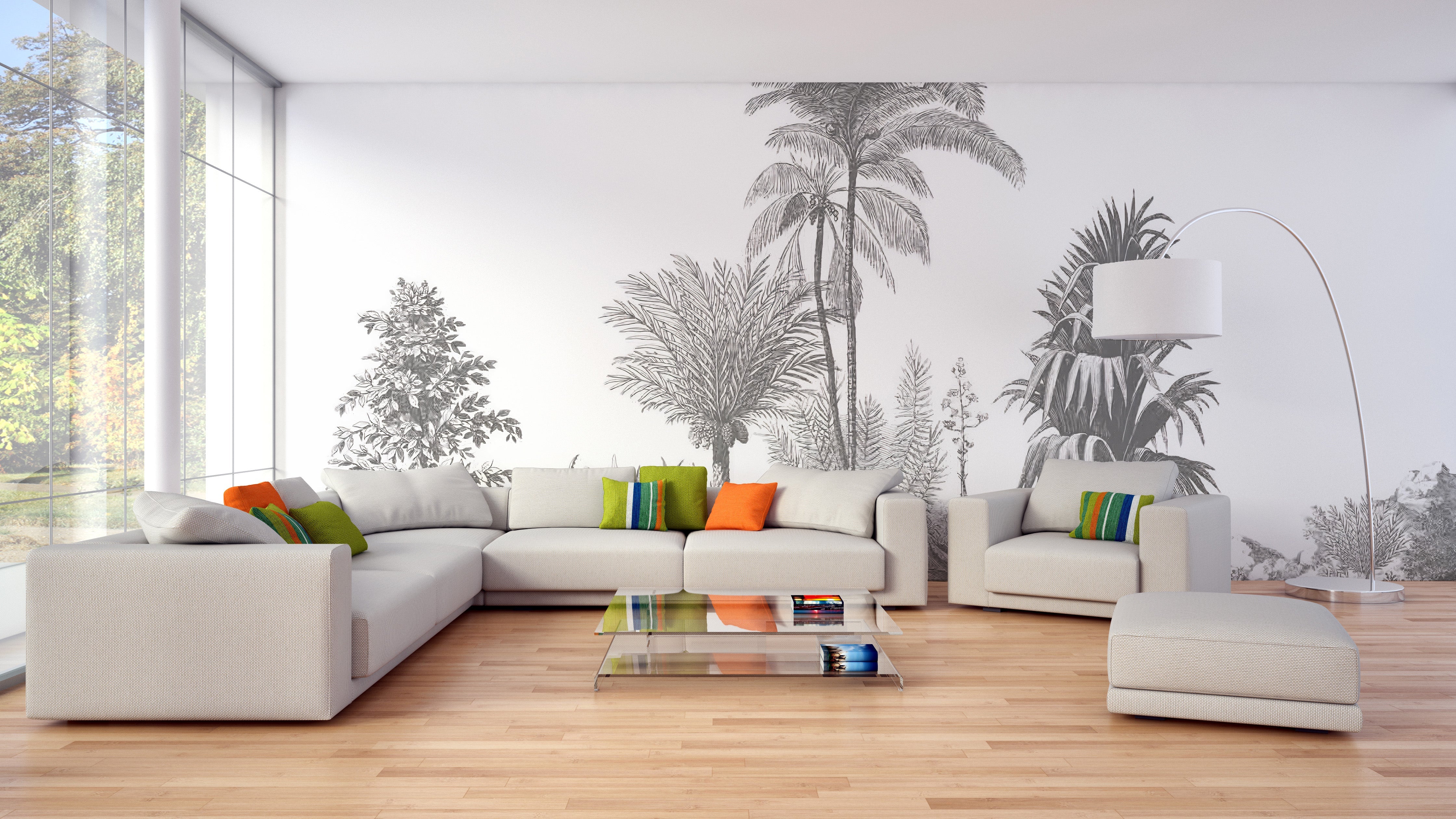 Gray Tone Tropical Serene Wallpaper Murals - Giffywalls