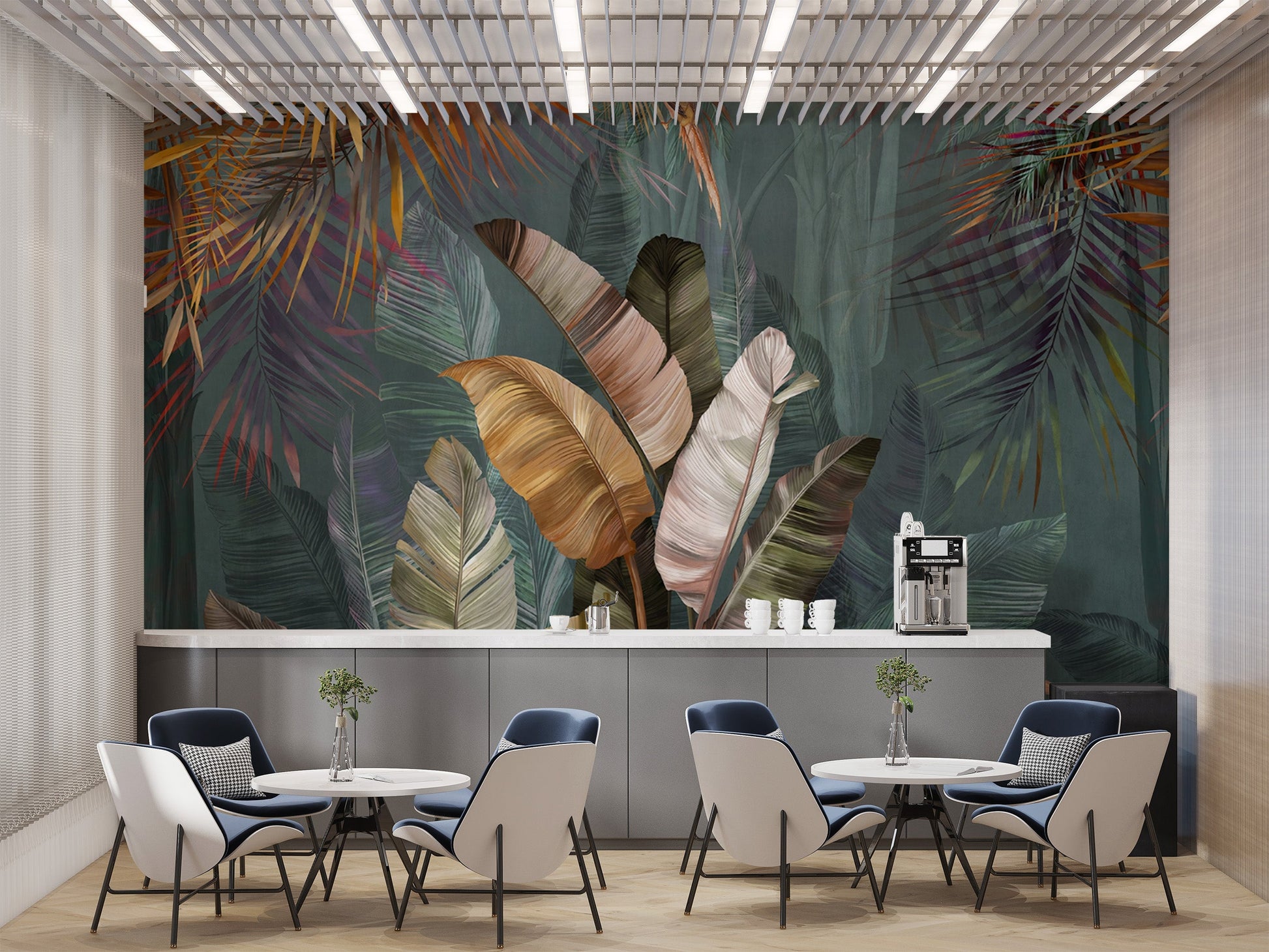 Nature-inspired big tropical leaves wallpaper for homes