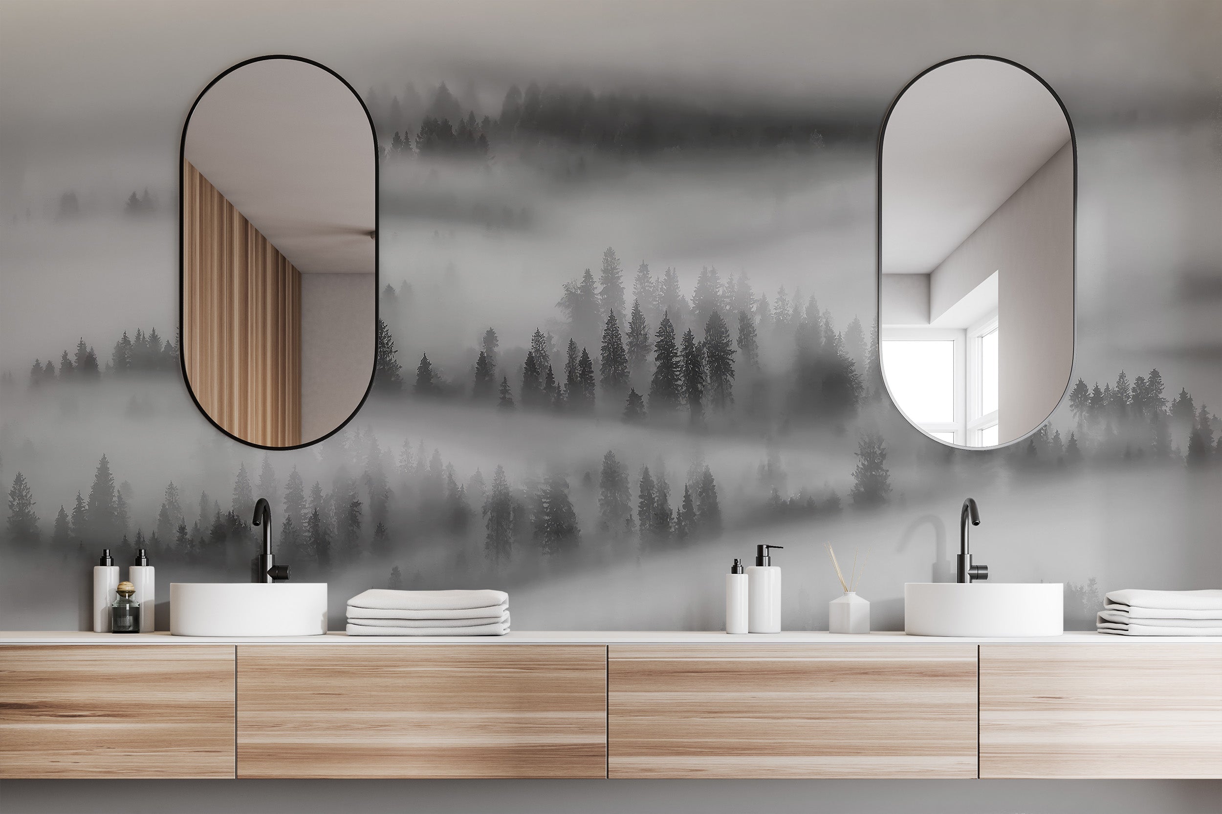 Black White Foggy Forest Wallpaper - Giffywalls