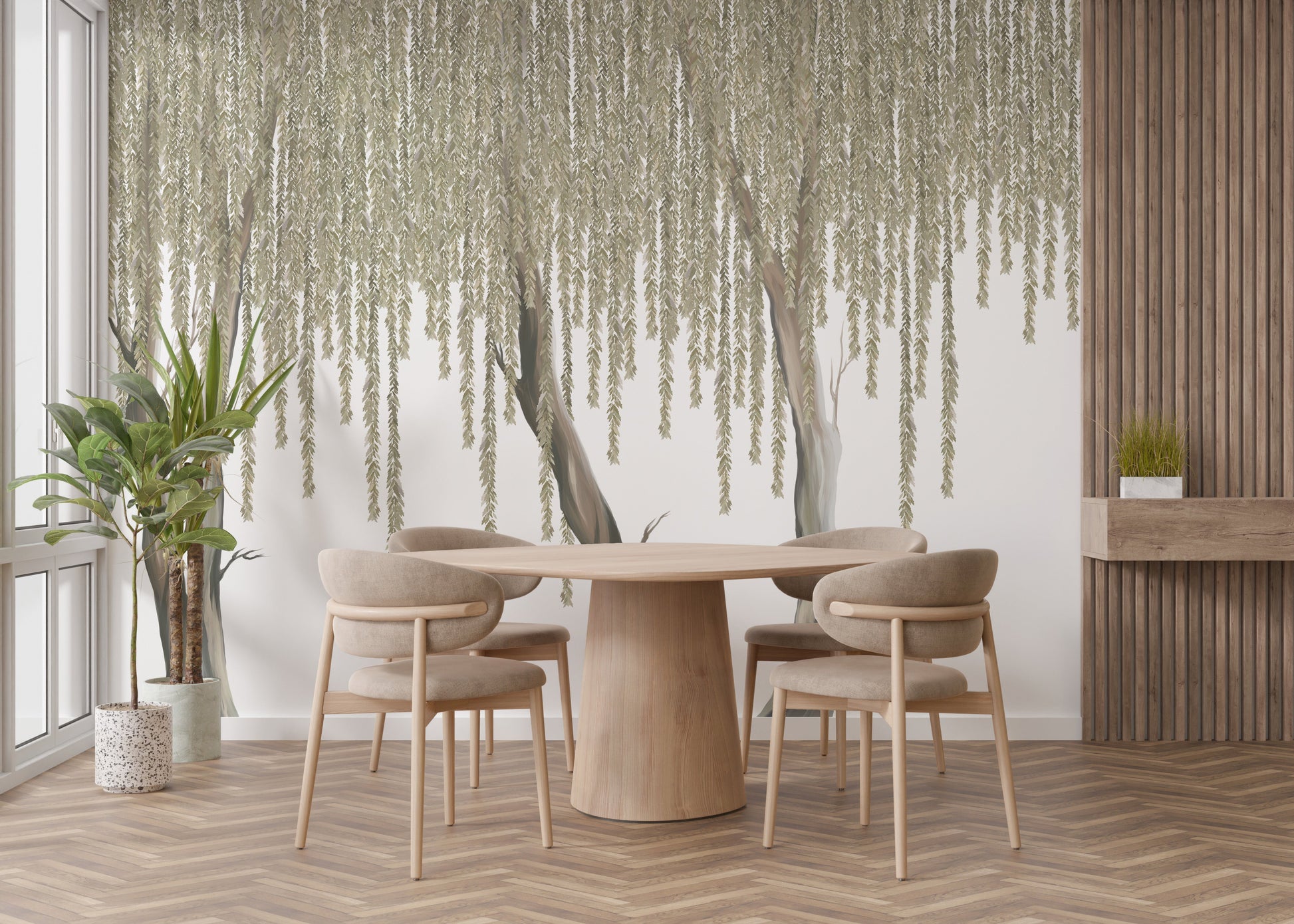 Hanging Flowers Tree Wallpaper Mural - Giffywalls