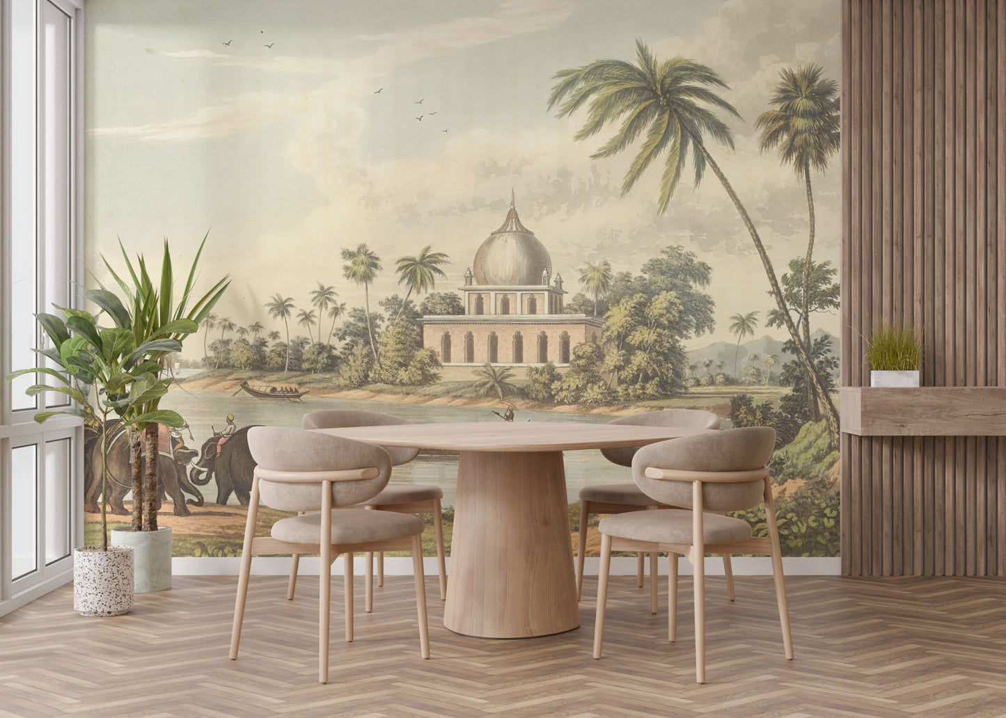 Scenic old Indian city wall mural design