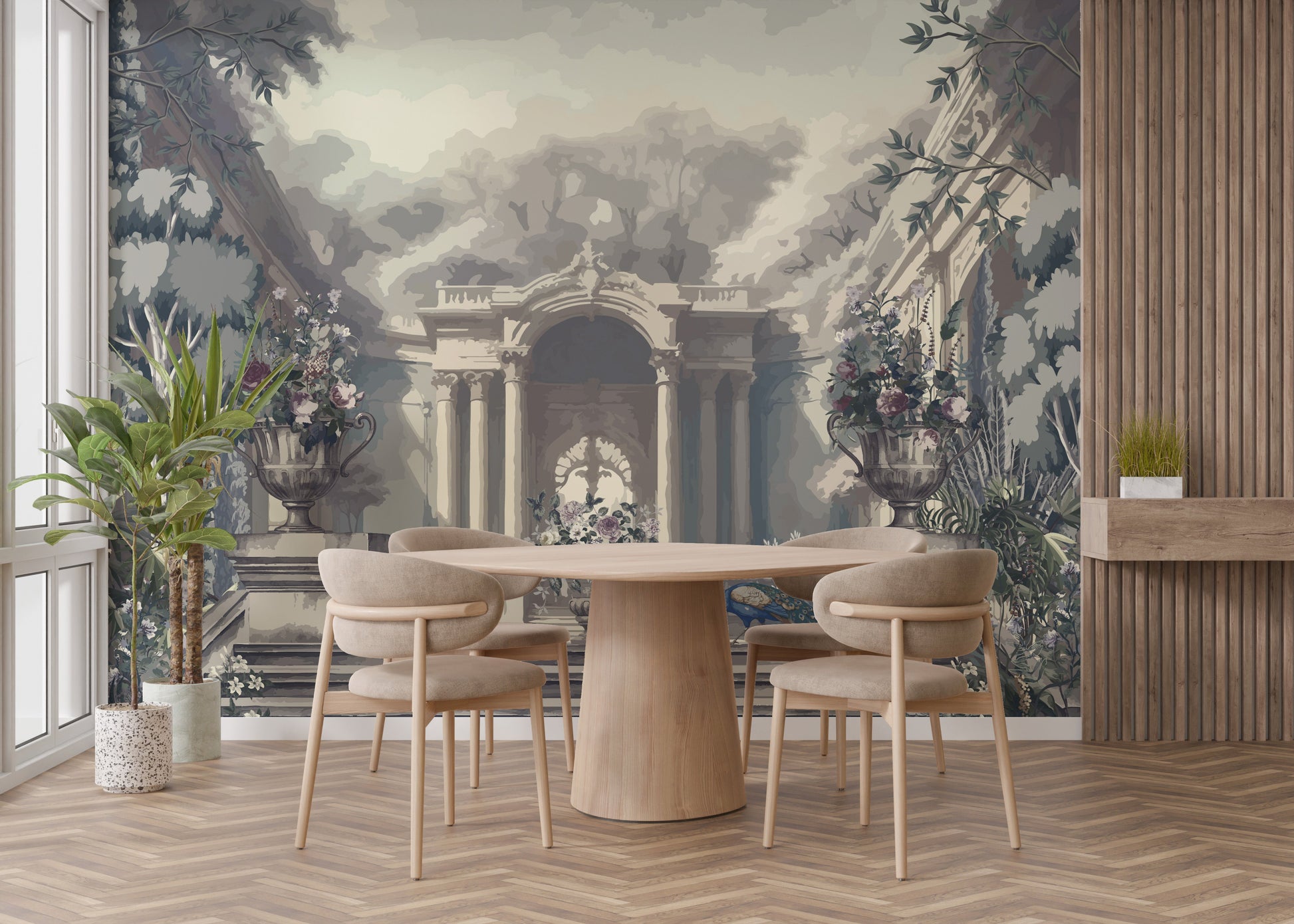 A Dreamy Skyline Tropical Trees Wallpaper Mural - Giffywalls