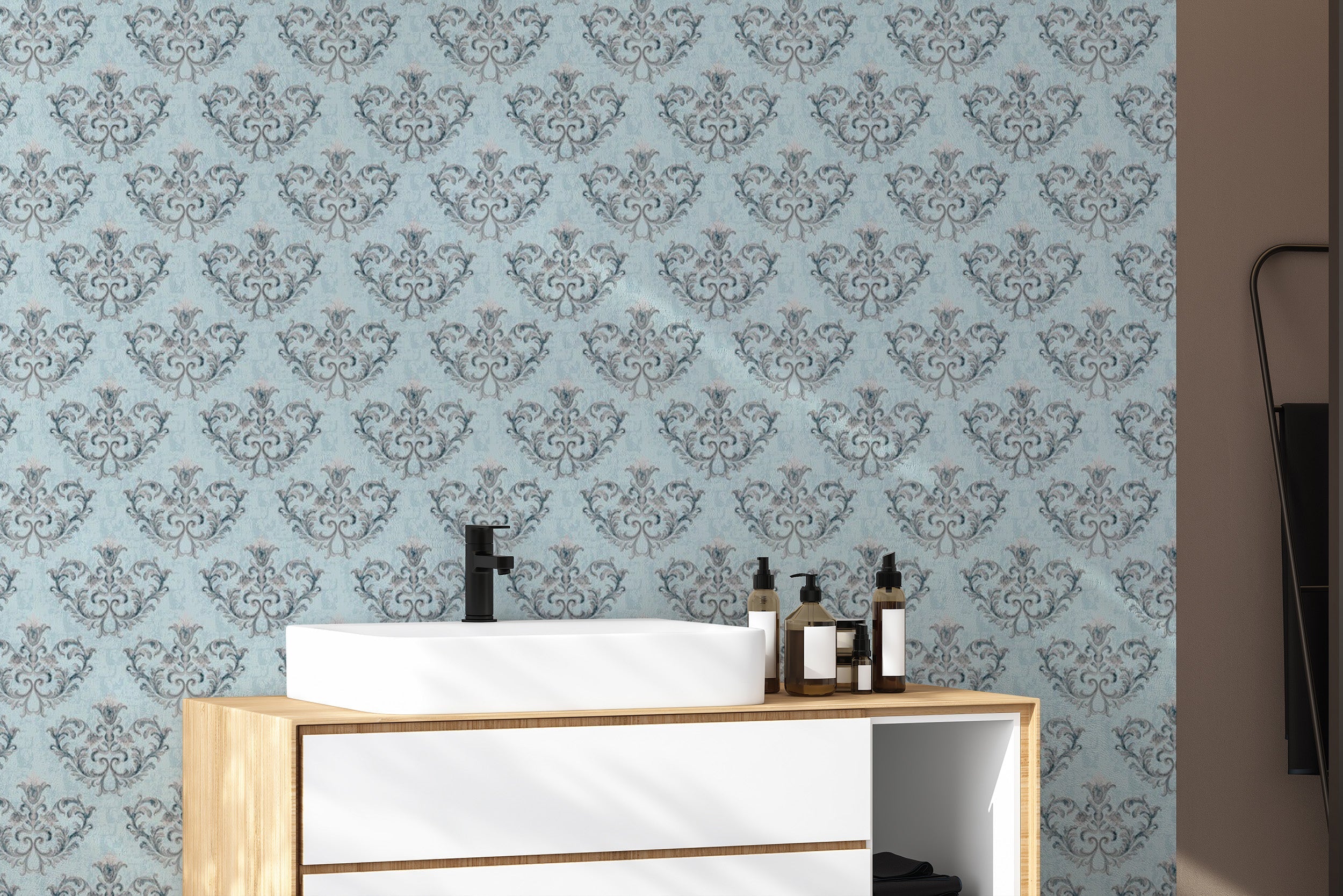 Grey Damask Wallpaper for Sophisticated Walls