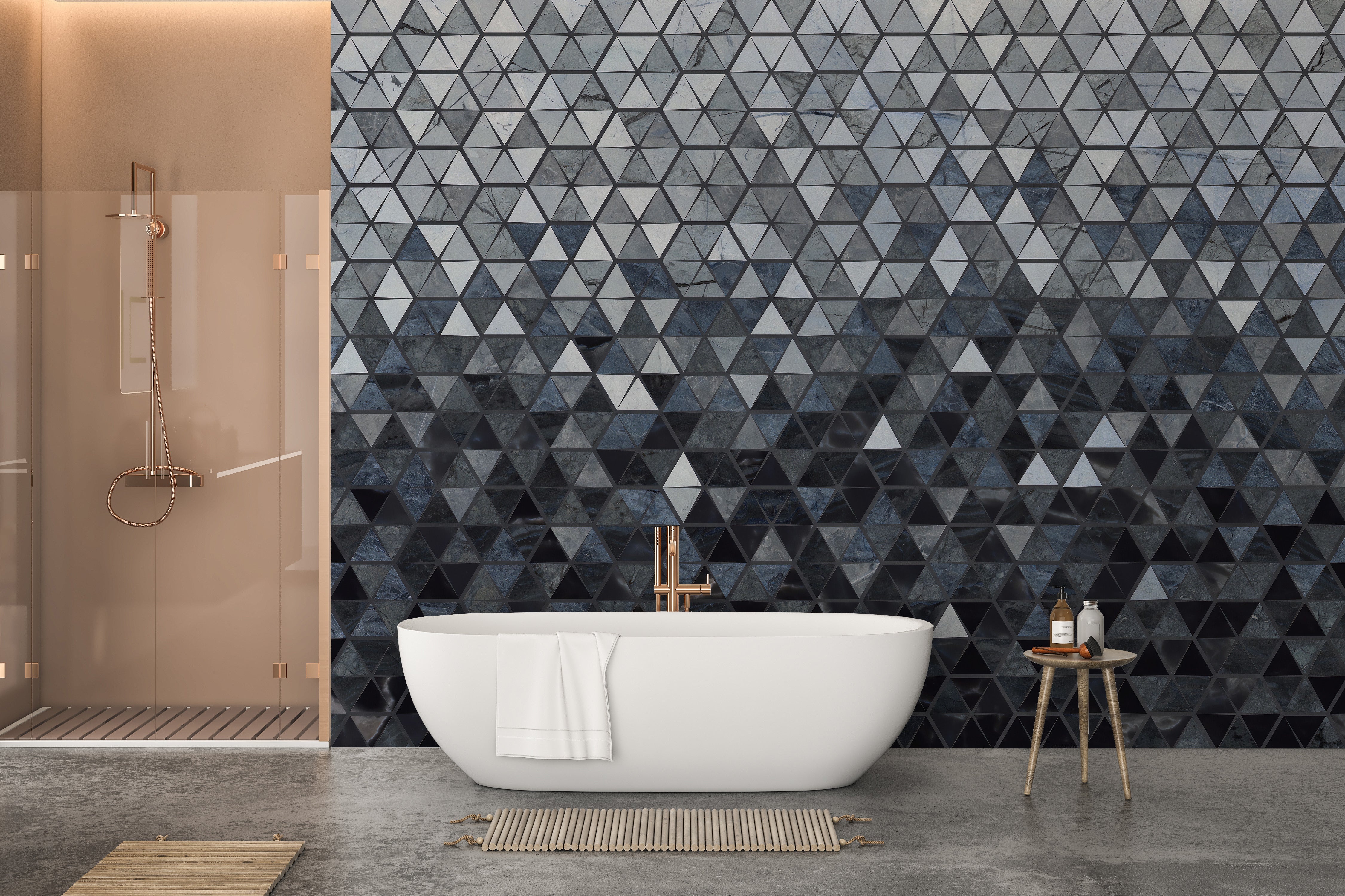 Blue Cut Triangle Tiles Wallpaper Murals - Giffywalls