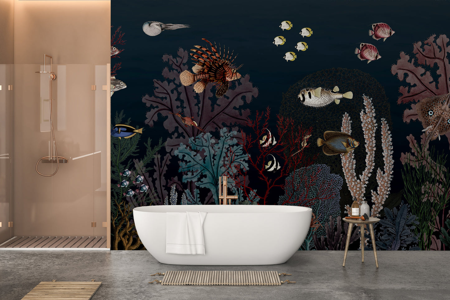 Underwater Dark Reef with Fish wallpaper for Kids room - Giffywalls