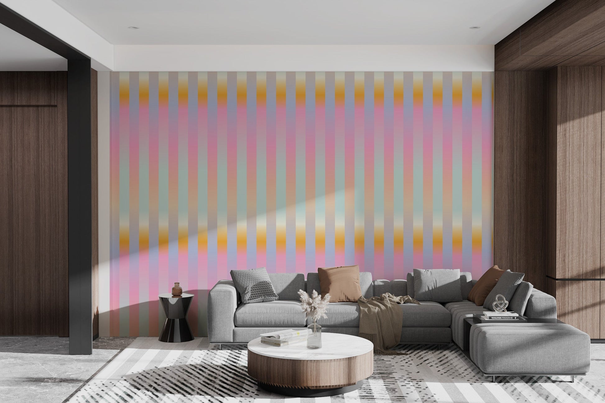 Subtle Soft-Hued Striped Wallpaper Pattern
