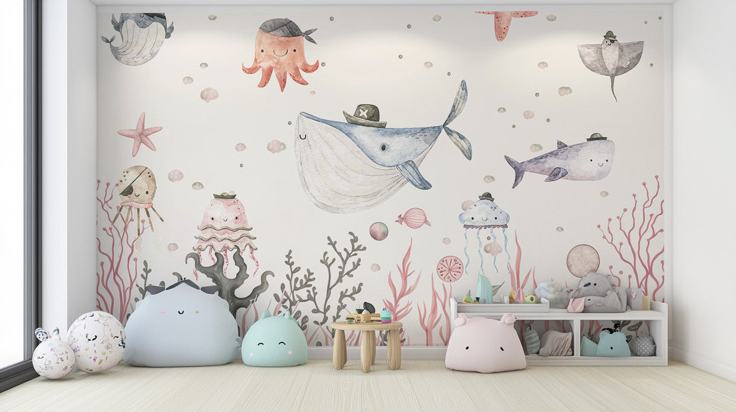 Maritime mischief mural for a whimsical ocean vibe