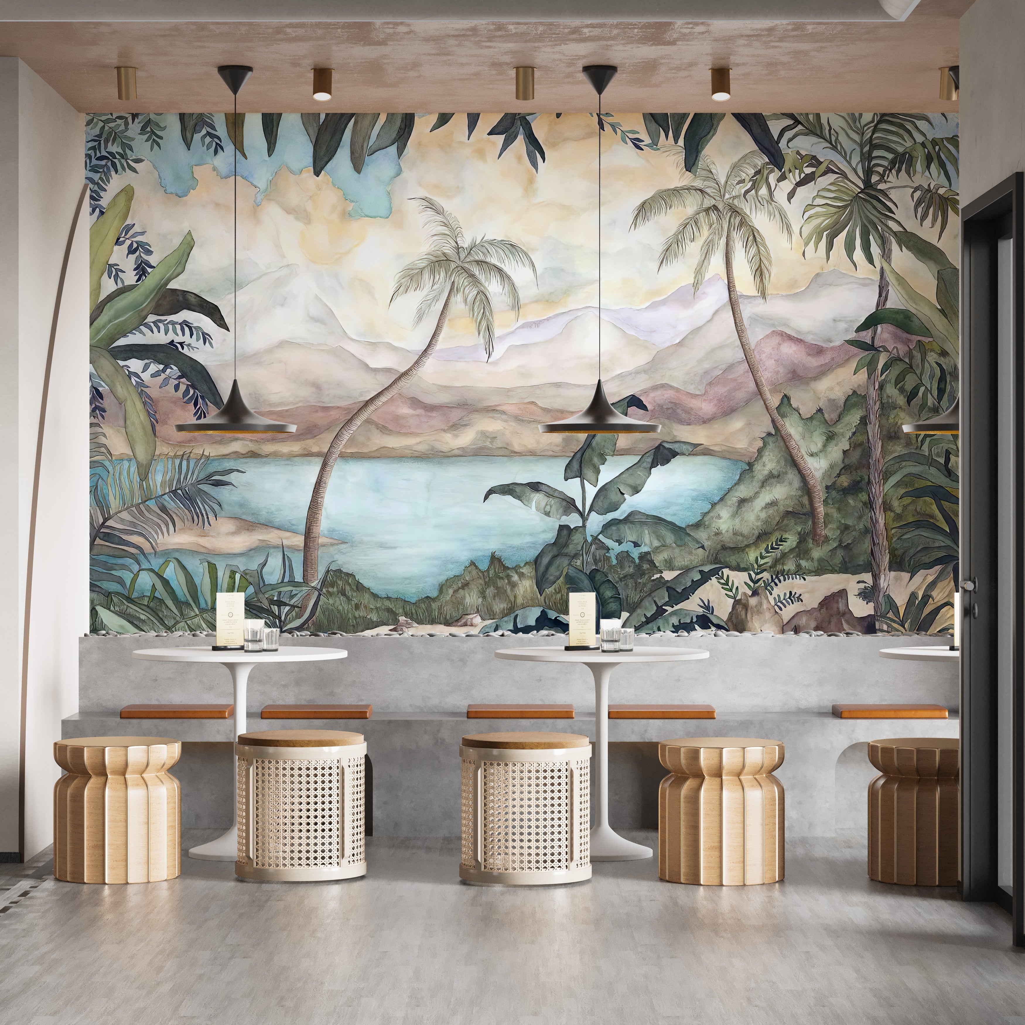 Green Pond Vegetation Tropical Wallpaper Mural - Giffywalls