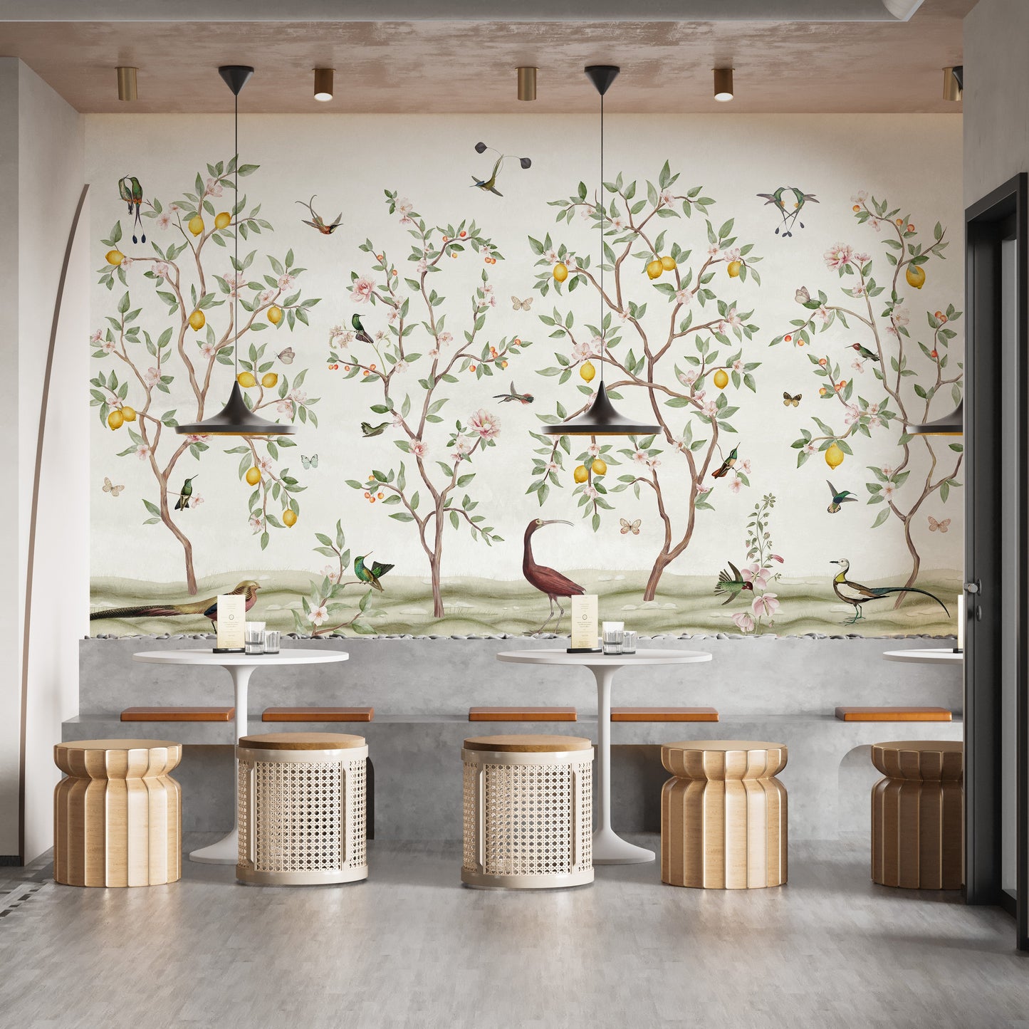 Lemon Tree Chinoiserie Design Wallpaper for Walls - Giffywalls