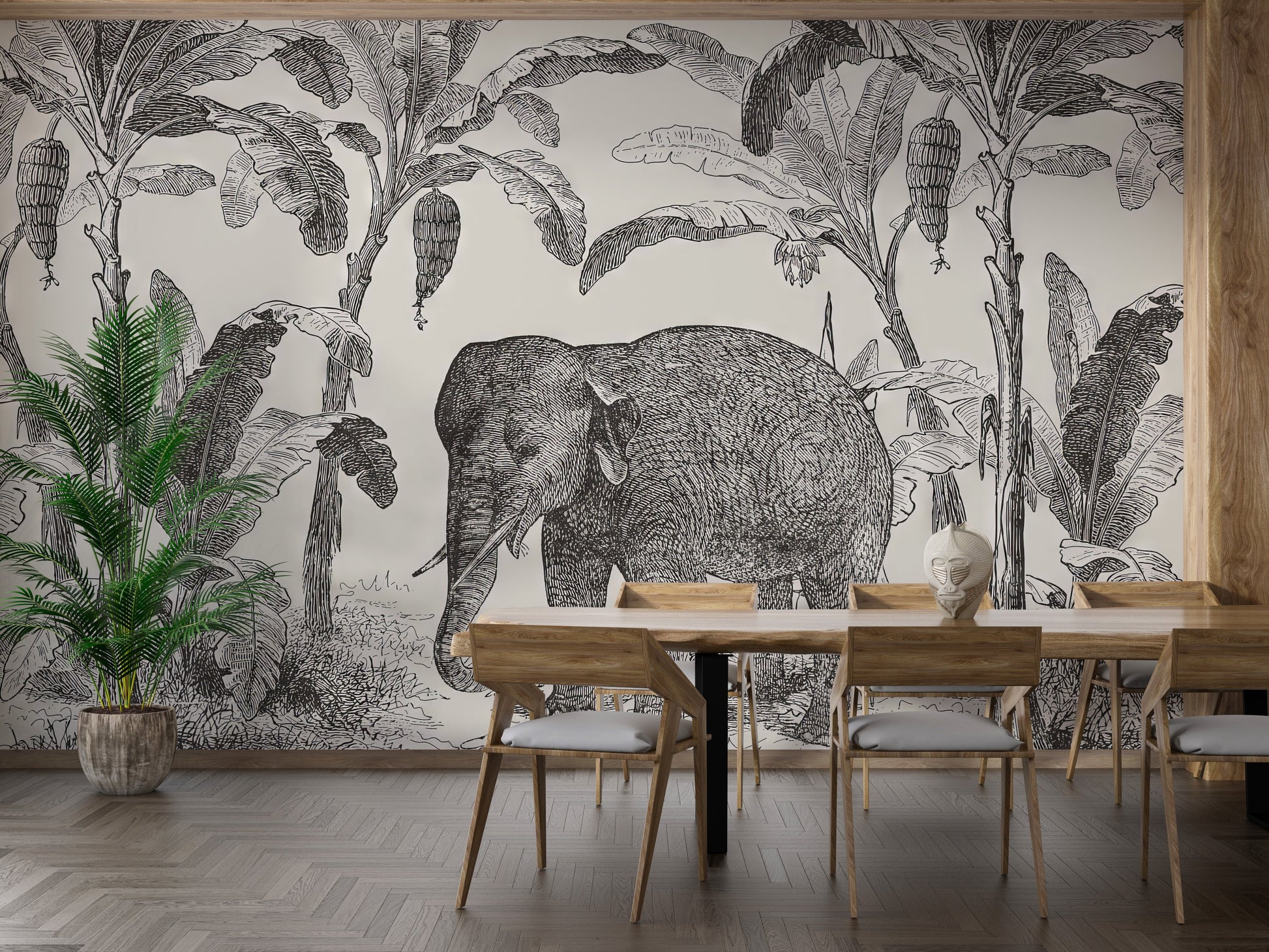 Vintage Elephant Wallpaper Mural - Giffywalls