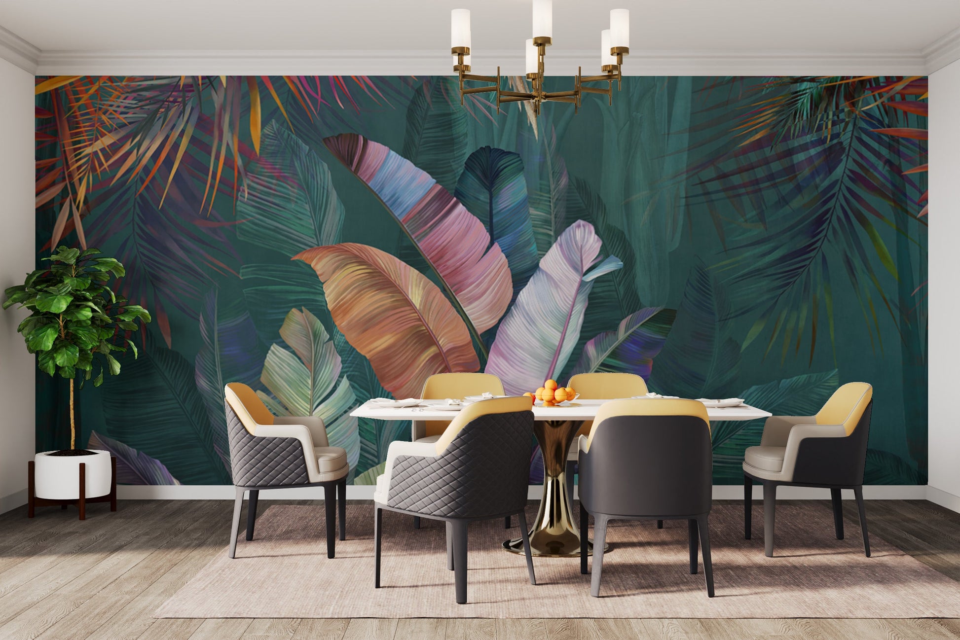 Nature-Inspired Island Breeze Leaf Wall Design wallpaper