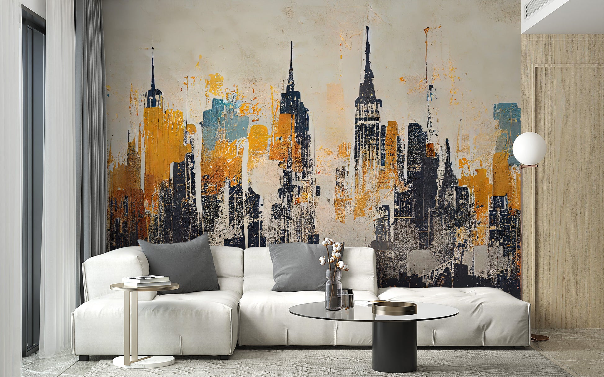 Urban Skyline Abstract Wall Mural - Giffywalls