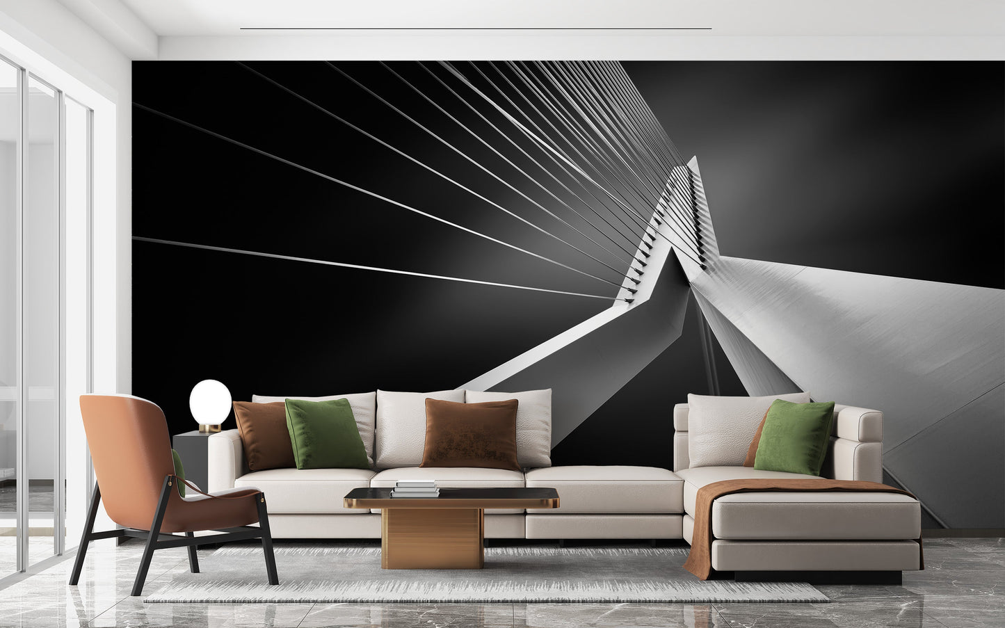 Erasmus Bridge Abstract Architectural Wall Mural - Giffywalls