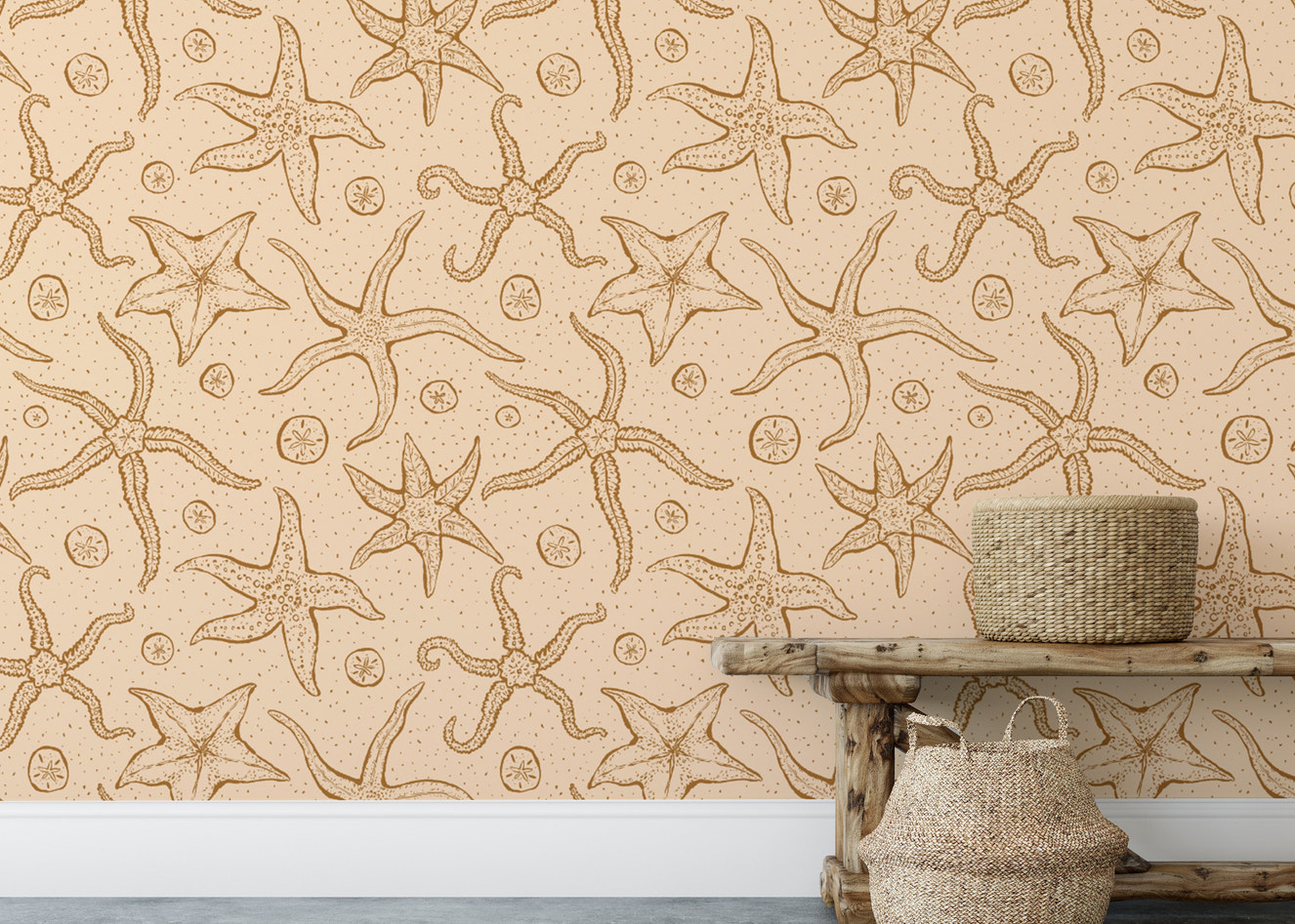 Cozy warm brown echinoderms wallpaper for nature-inspired decor.
