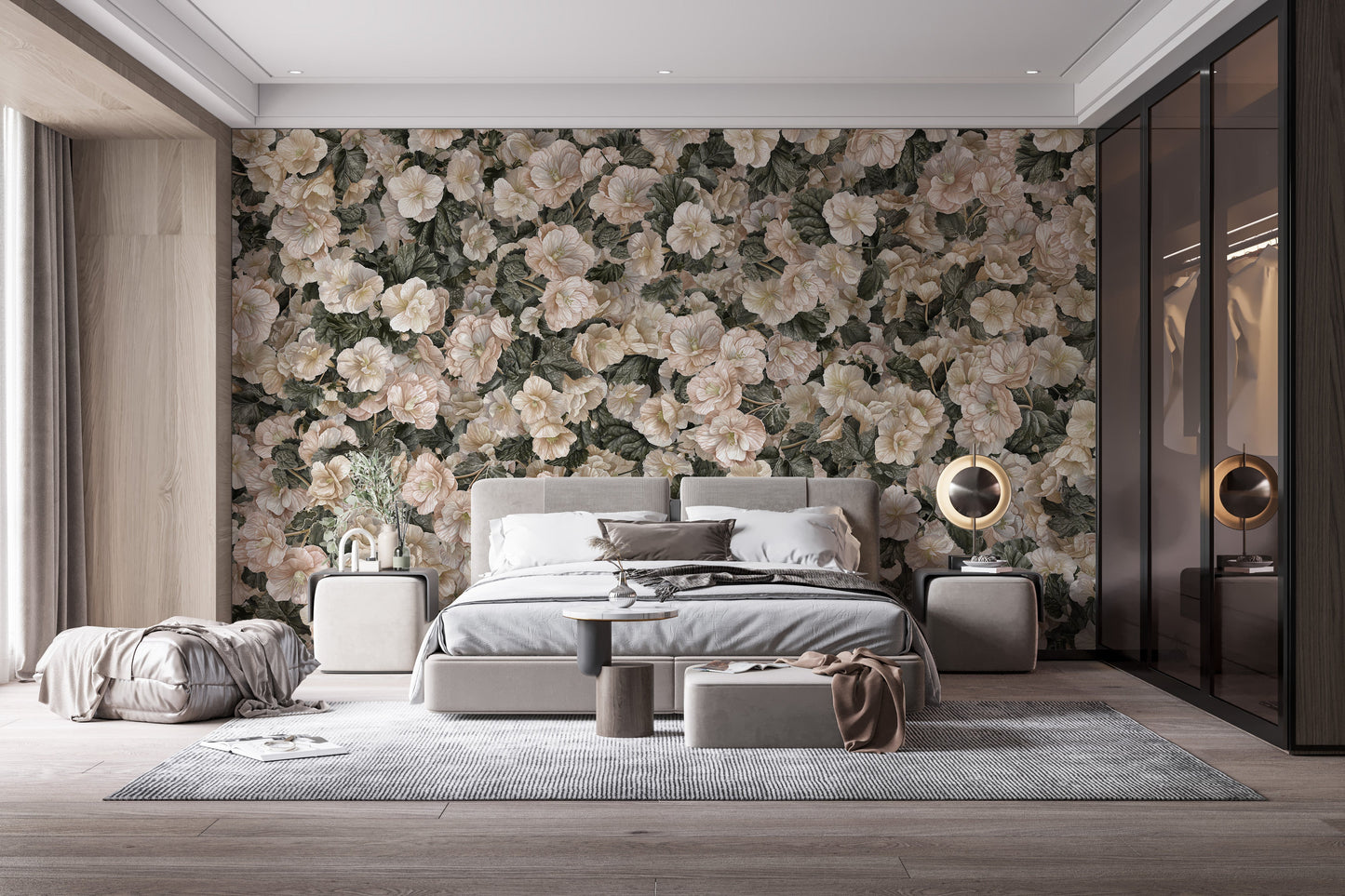 White flower murals for classic decor
