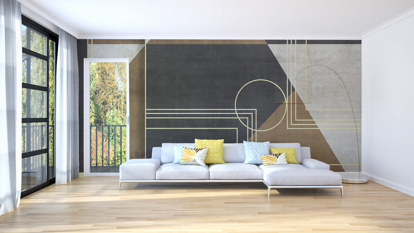 Geometric Abstraction Wall Mural - Giffywalls