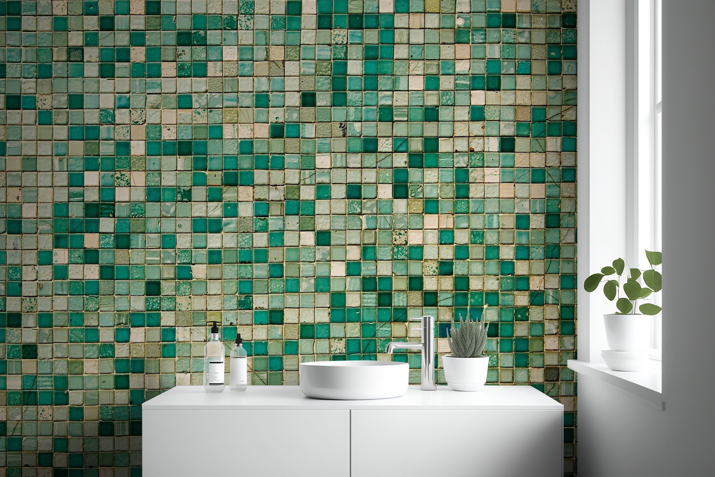 Faux Mosaic Wallpaper Mural - Giffywalls