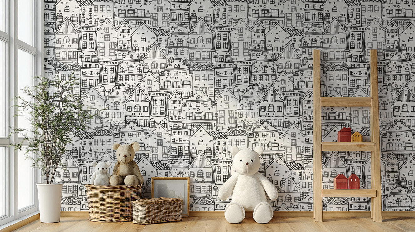 Abstract Township Wallpaper Mural for bold decor