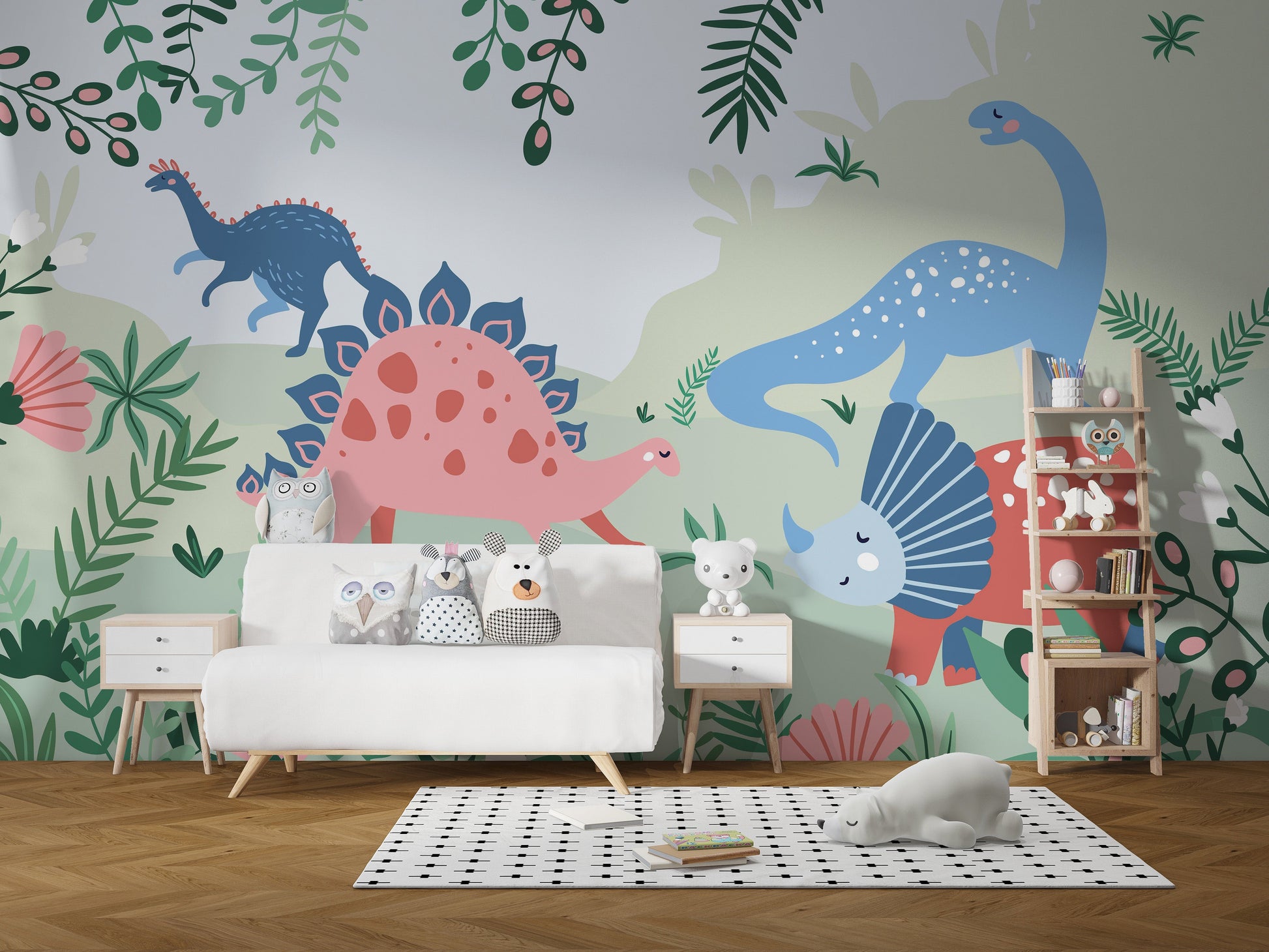 Dino-themed wallpaper inspires creativity in children’s rooms