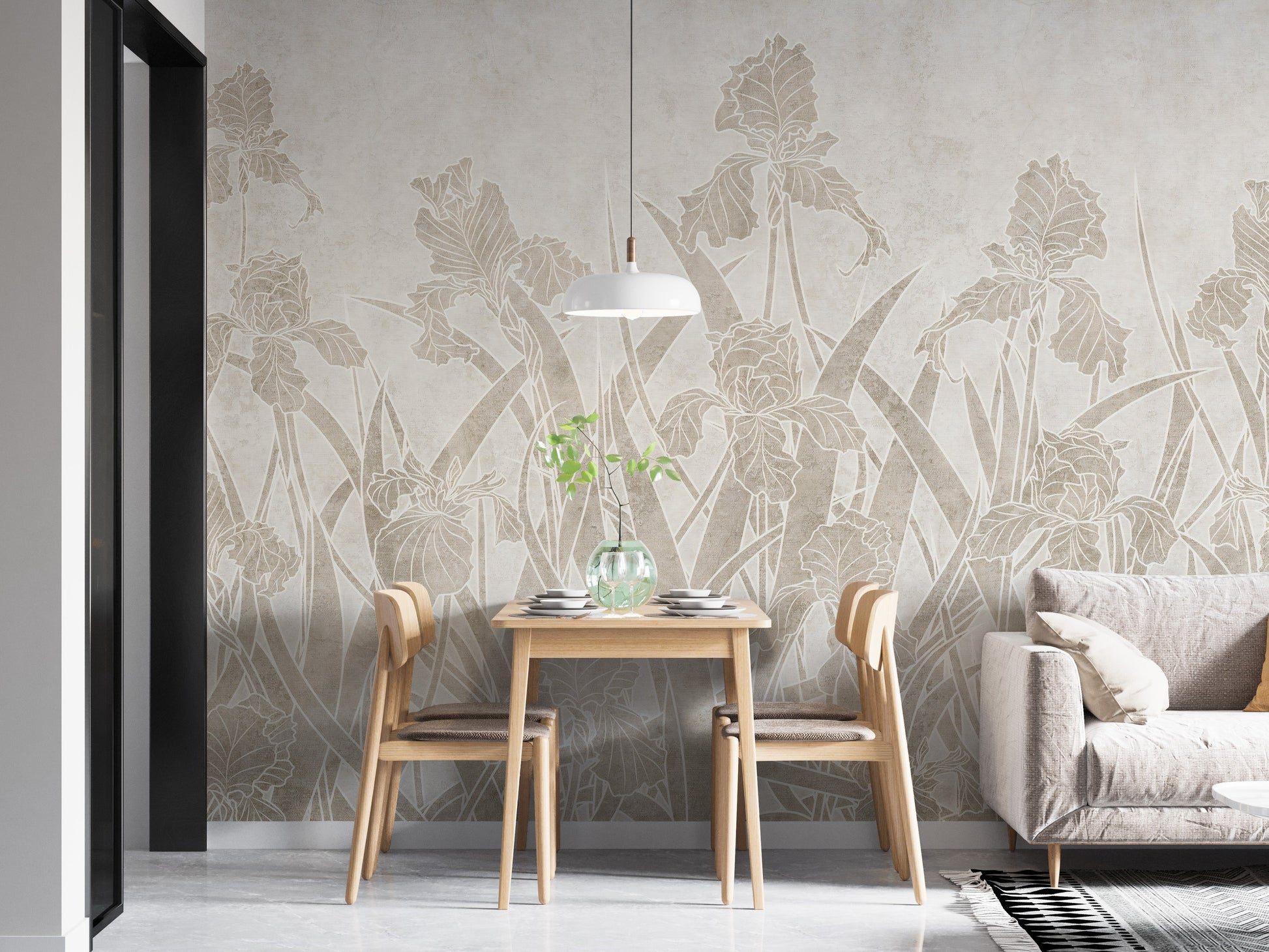 Vibrant flowers with shrubs wall mural design
