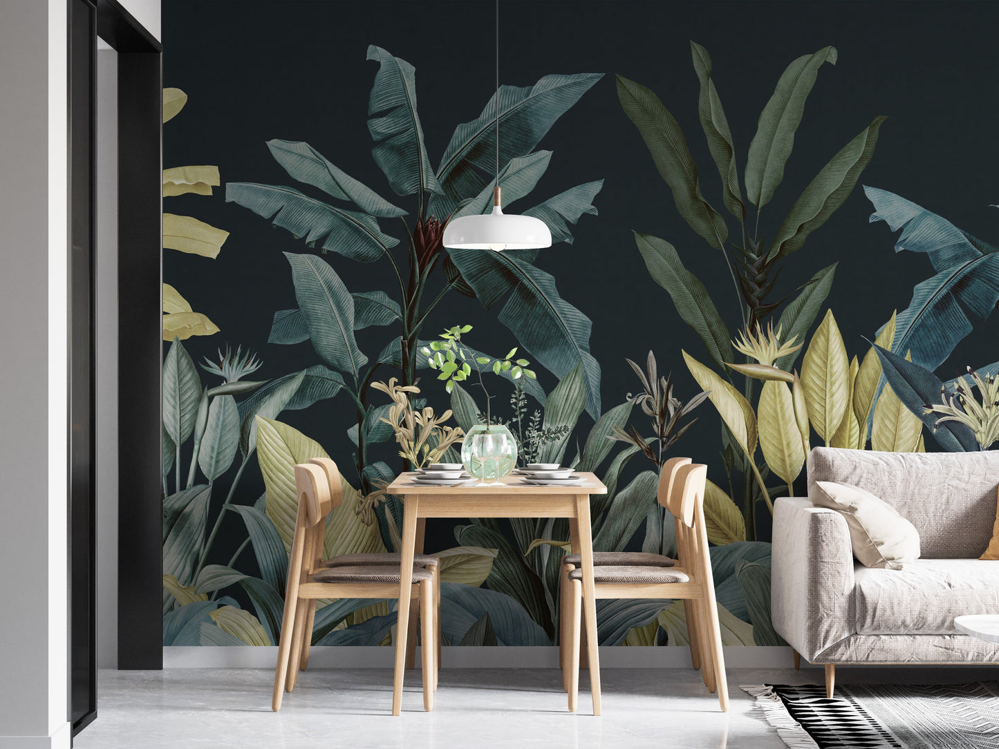 Dark Night Vintage Tropical Tree Wallpaper Murals - Giffywalls