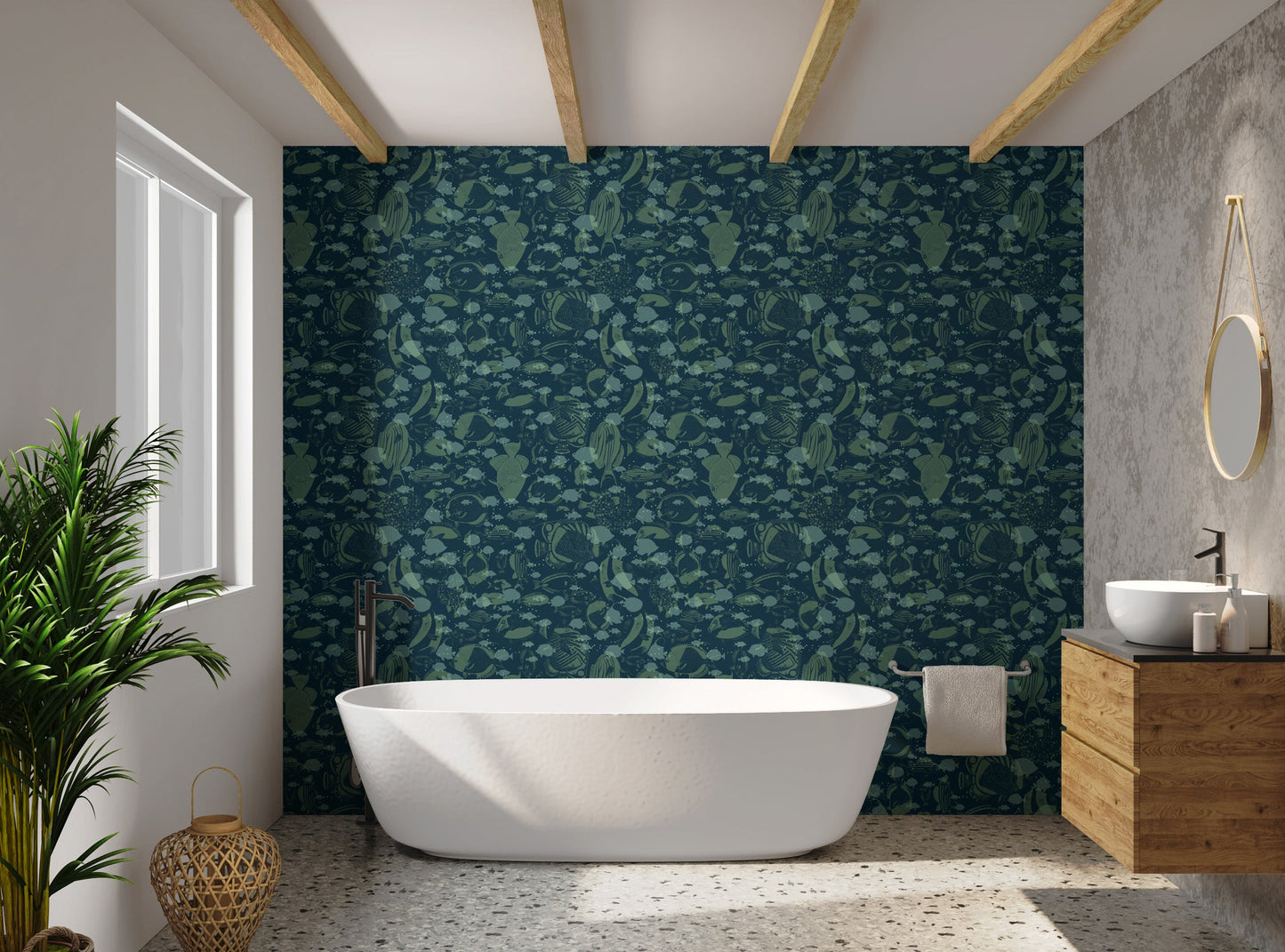 Vibrant Abyssal Swirl Wallpaper for Interiors
