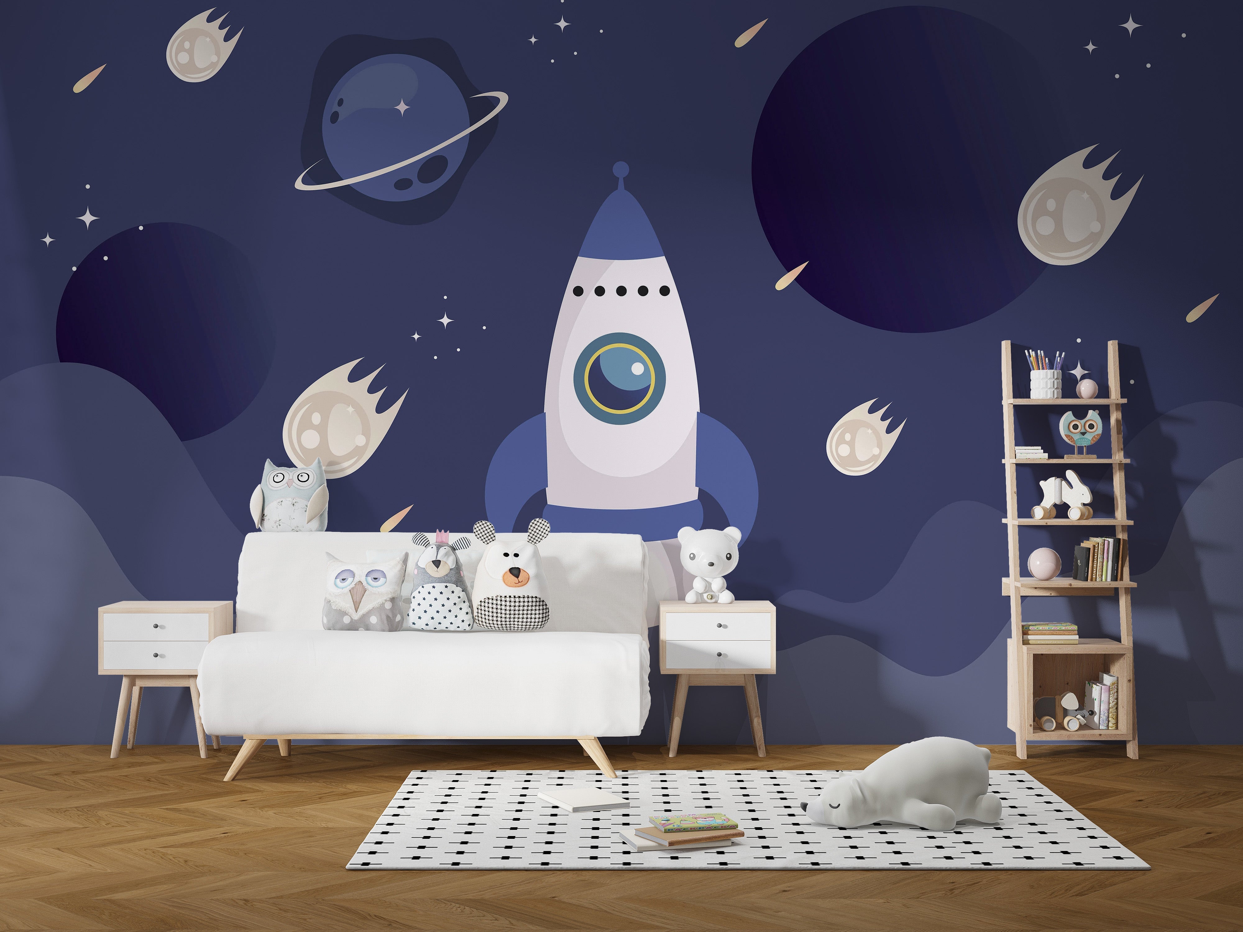 Kids Spaceship Wallpaper Mural - Giffywalls