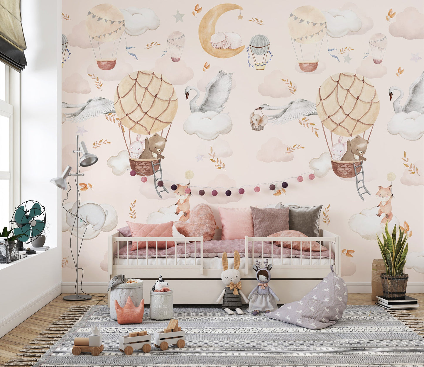 Dreamy animal wallpaper for boys room
