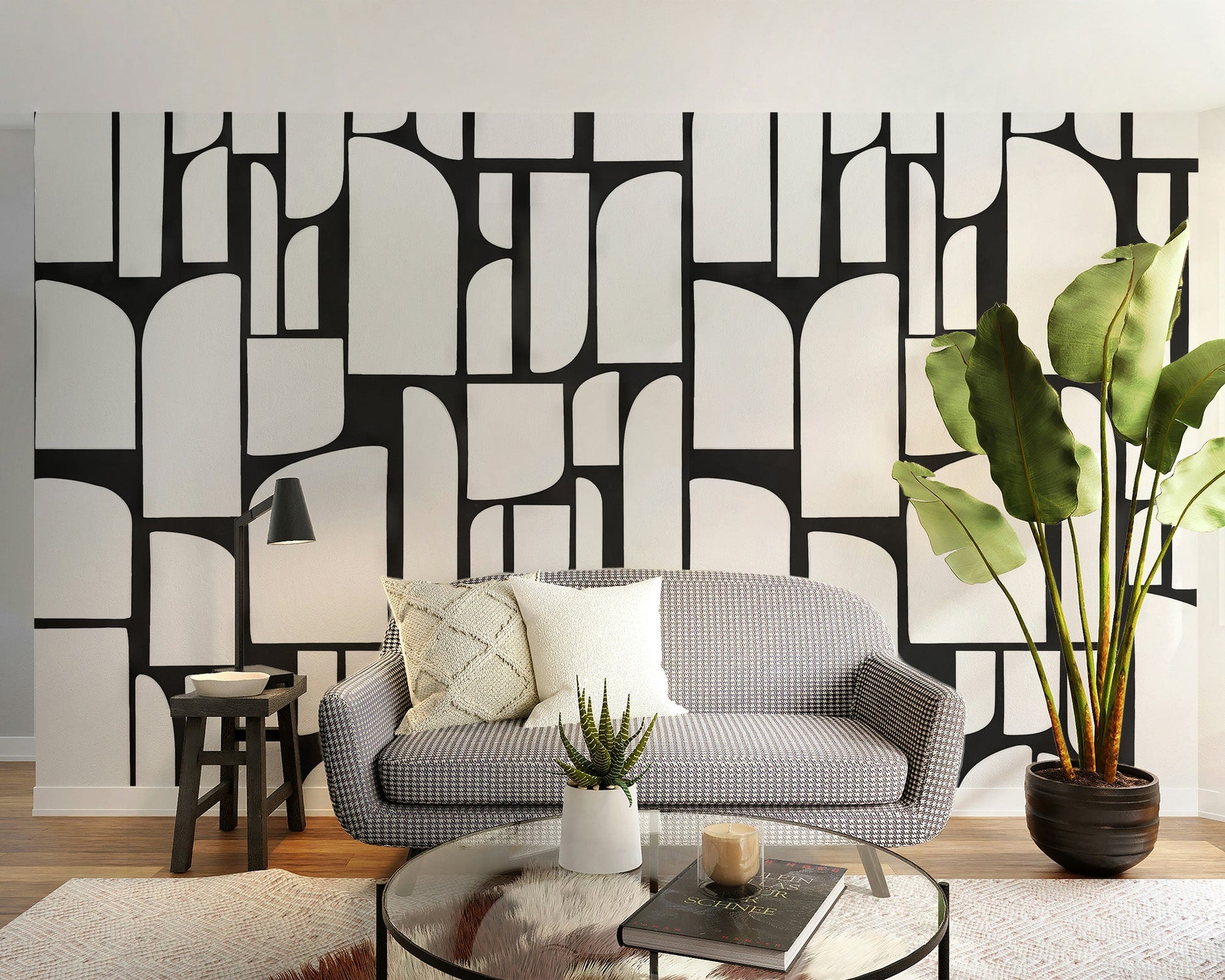 Monochrome Mosaic Tiles Mural - Giffywalls