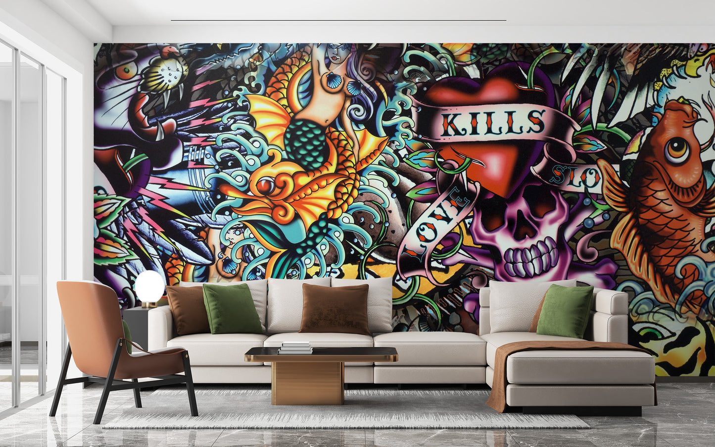 Vibrant Tattoo Style Graffiti Wall Mural - Giffywalls