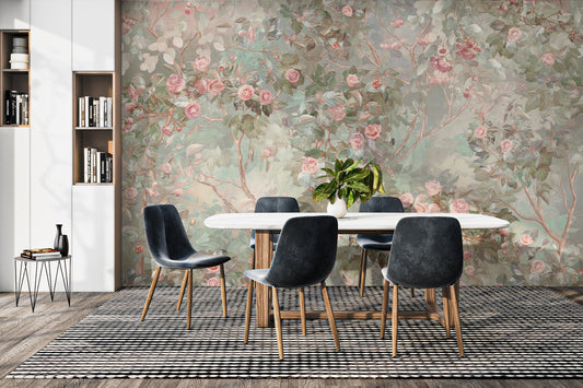 Elegant Rose Tree Wall Mural
