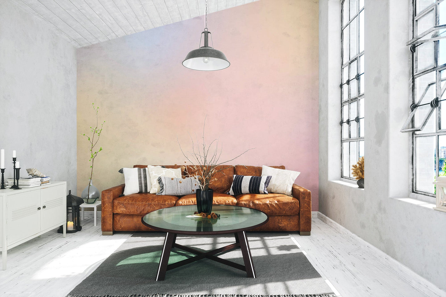 Rainbow Ombre Wallpaper Mural for a stylish living room