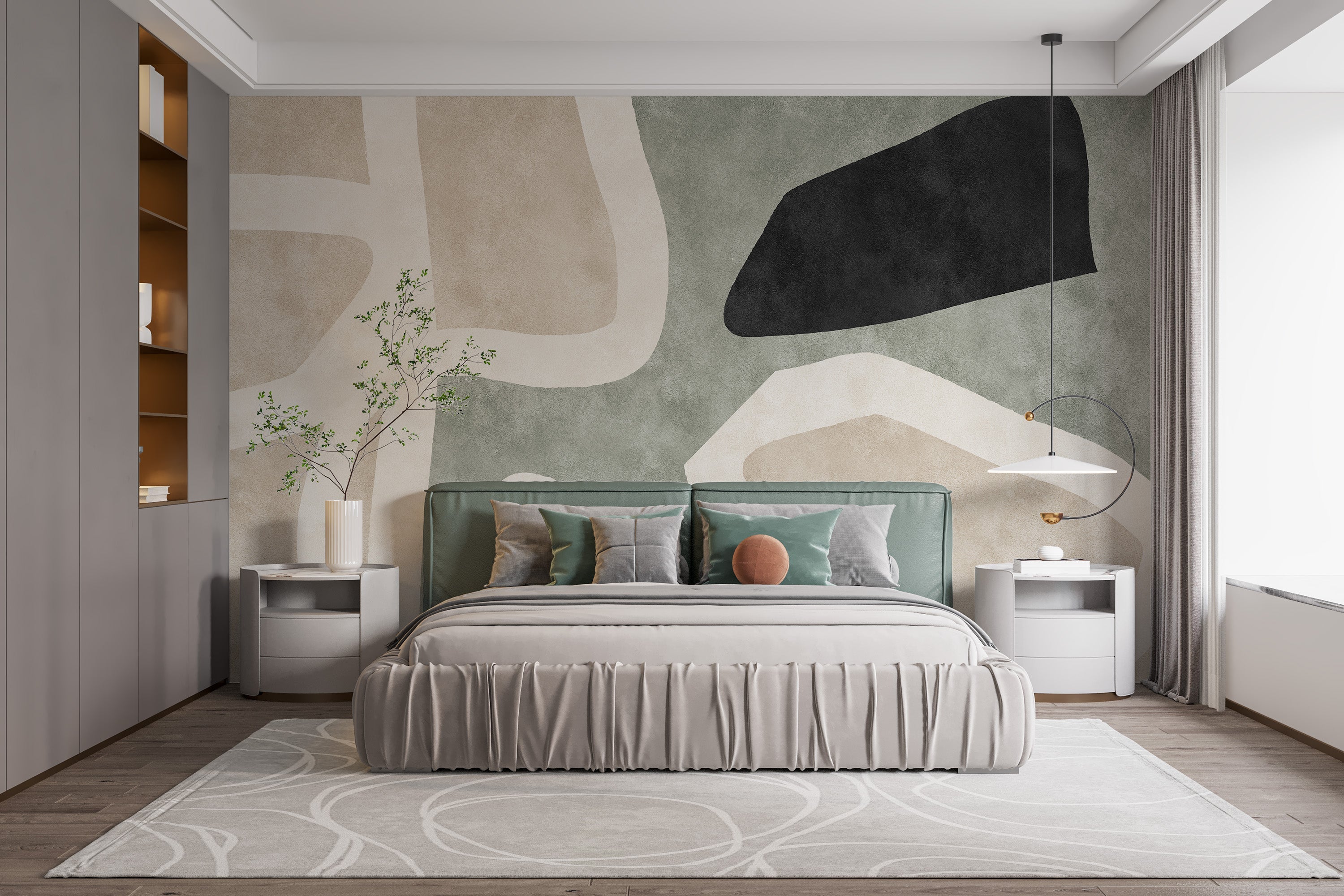 Golden Geometric Abstract Wallpaper Mural - Giffywalls