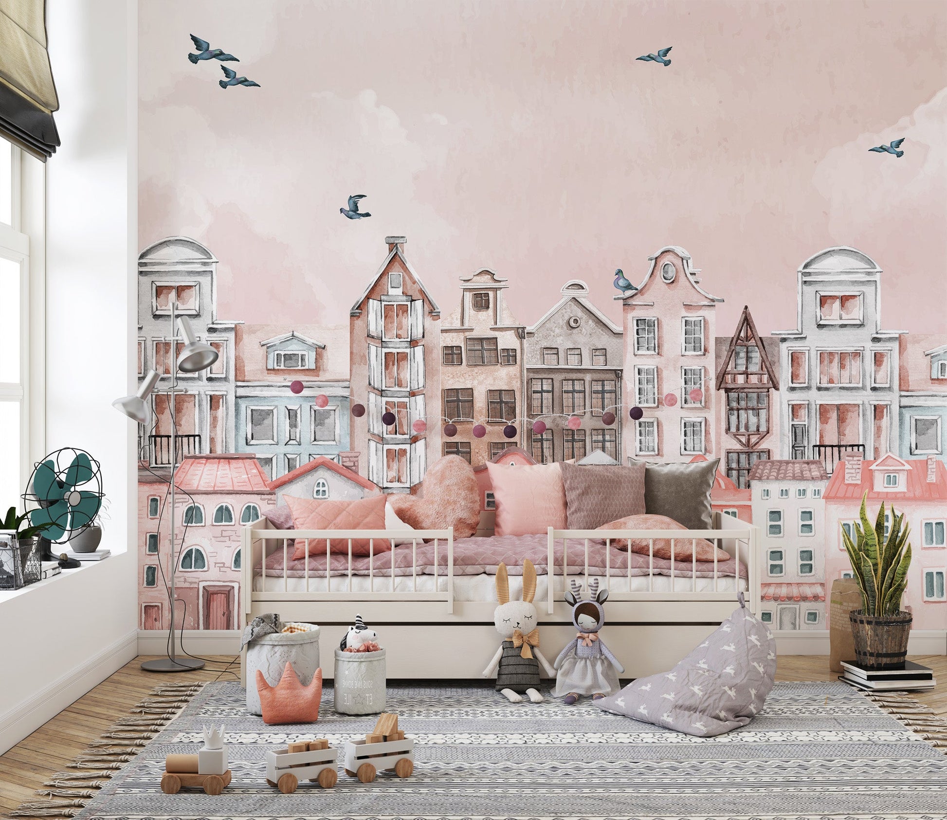 Sunset Blush Town Mural - Giffywalls