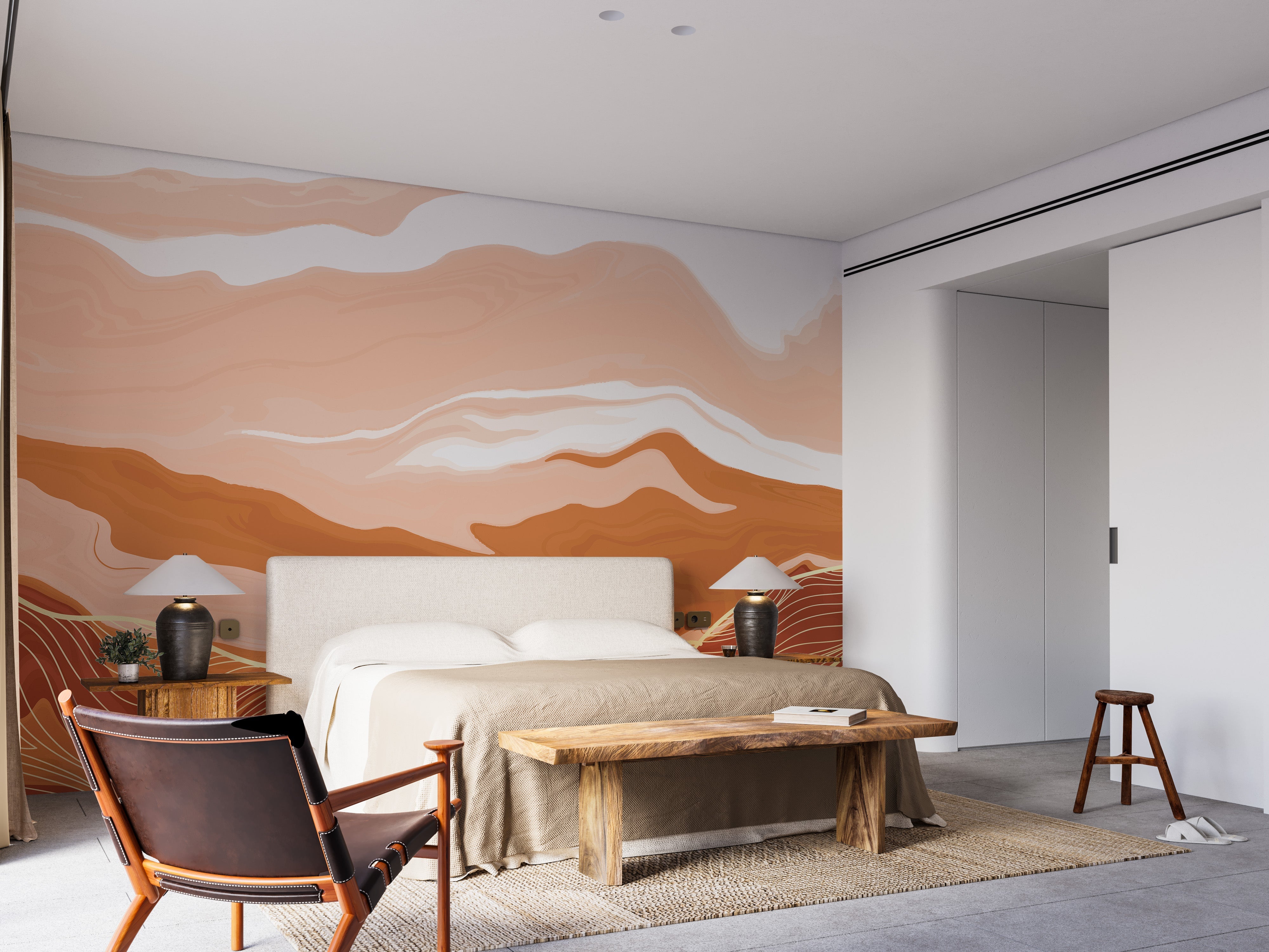 Orange Wavy Marble Wallpaper Murals - Giffywalls