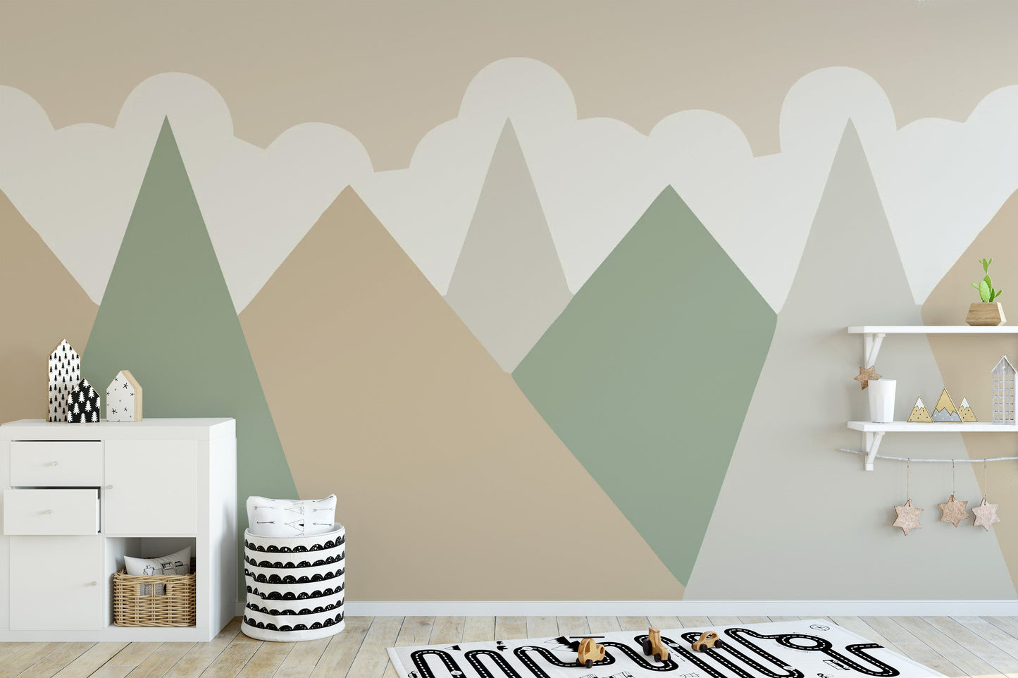 Animated mountain wallpaper for nursery decor
