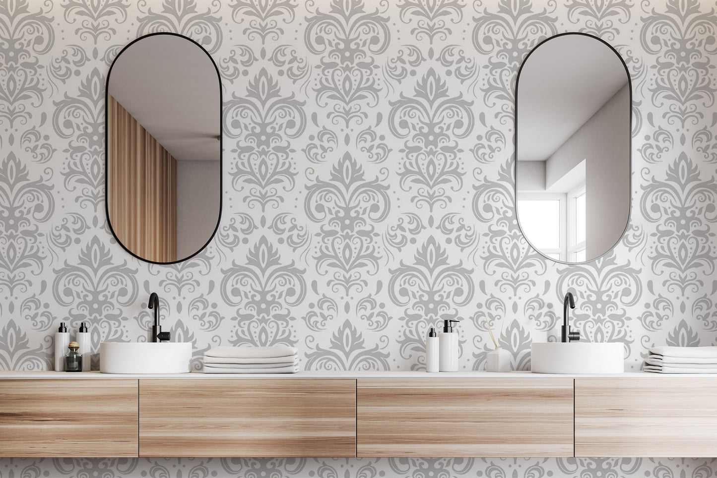 Silver Damask Wallpaper for Luxurious Spaces