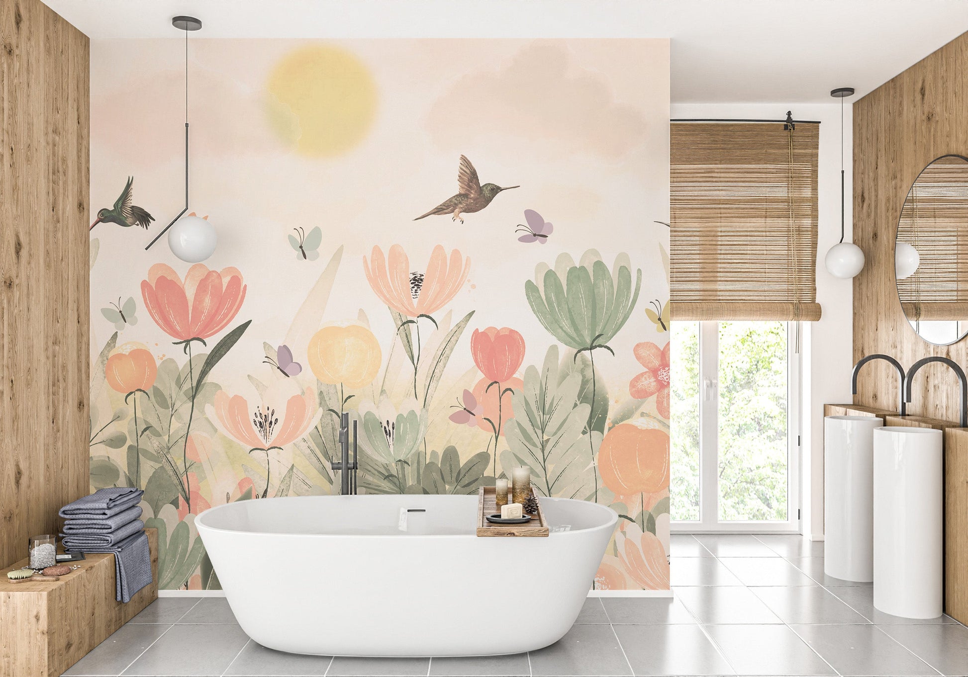 Cheerful Spring Blossoms Wallpaper mural charm