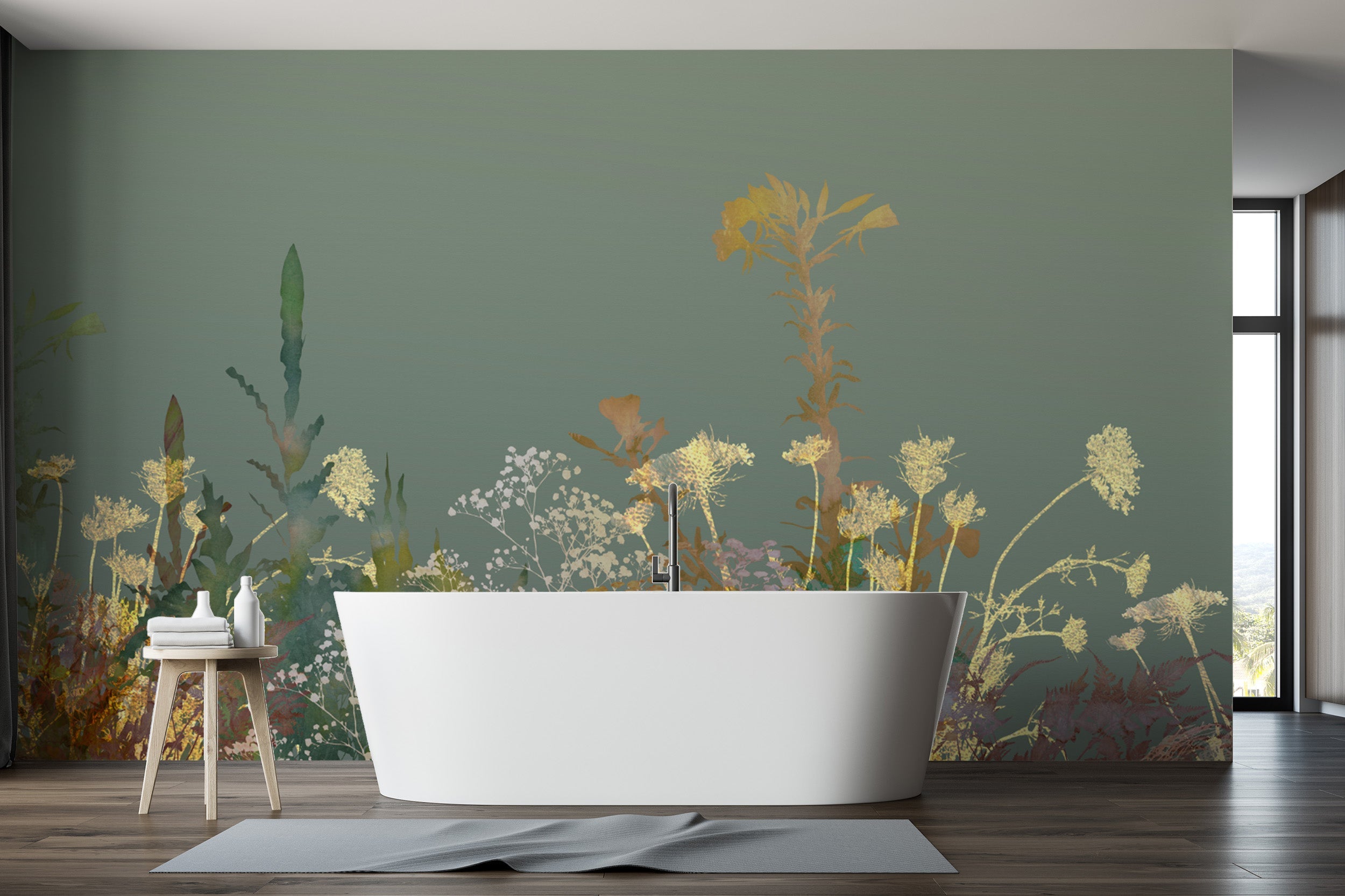 Nature-inspired wild flower wallpaper mural for a stylish interior.