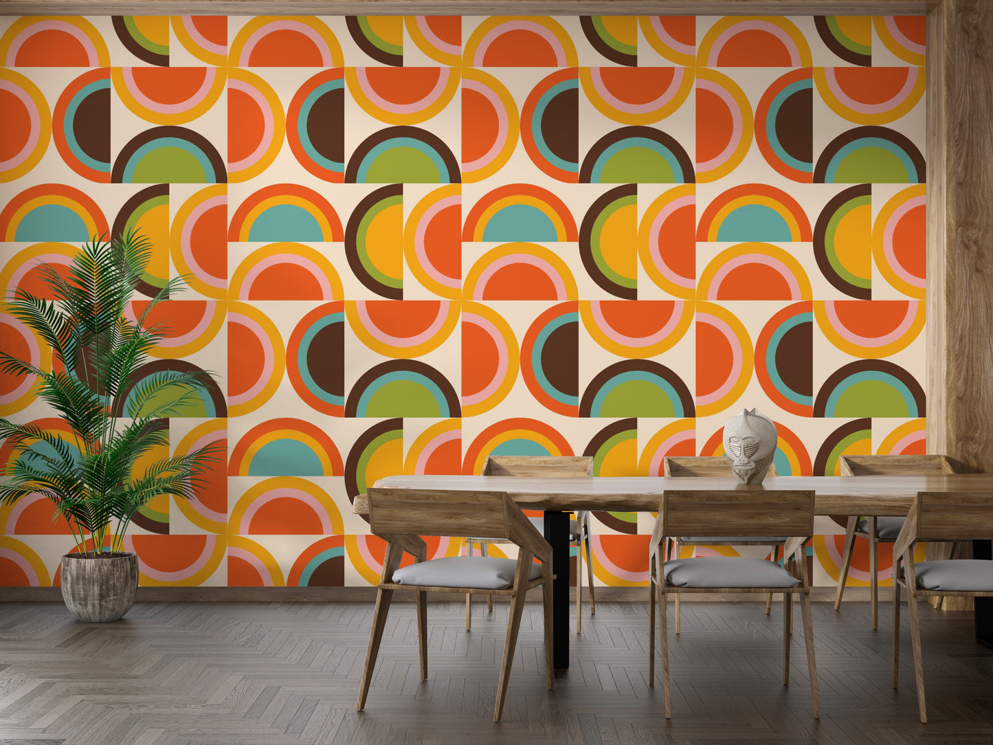 Colorful boho geometric wallpaper for homes
