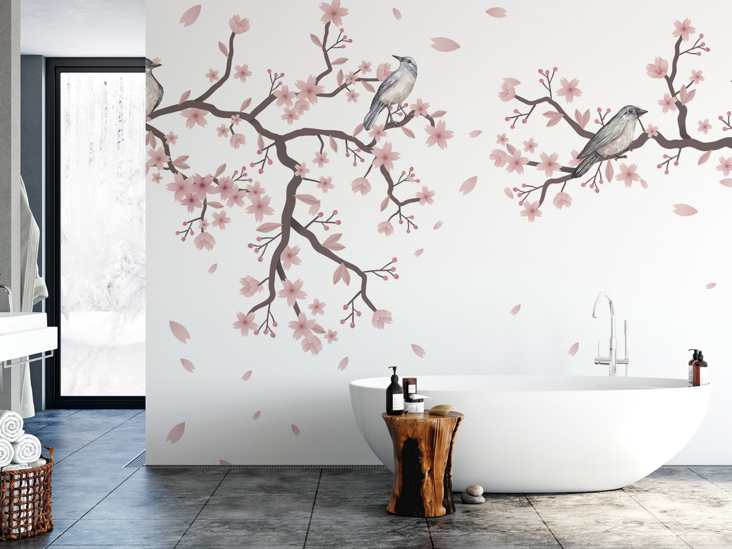 Serene Cherry Blossom Serenade Wall Mural art