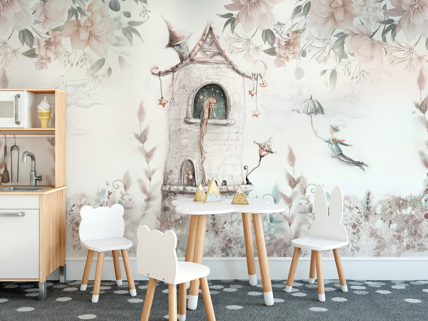 Princess Tower Floral Wallpaper Mural - Giffywalls