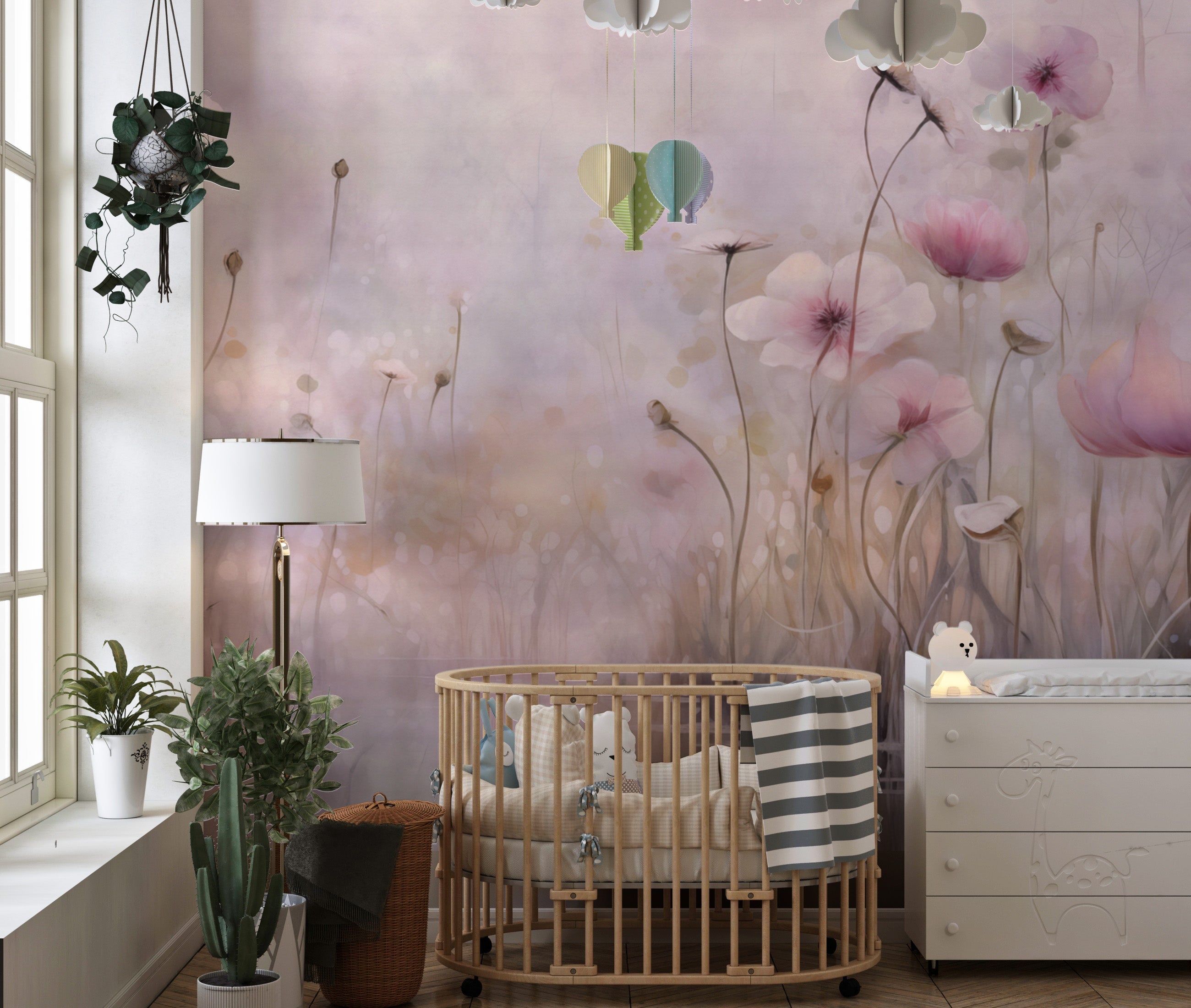 Pink Water Poppies Floral Wallpaper - Giffywalls