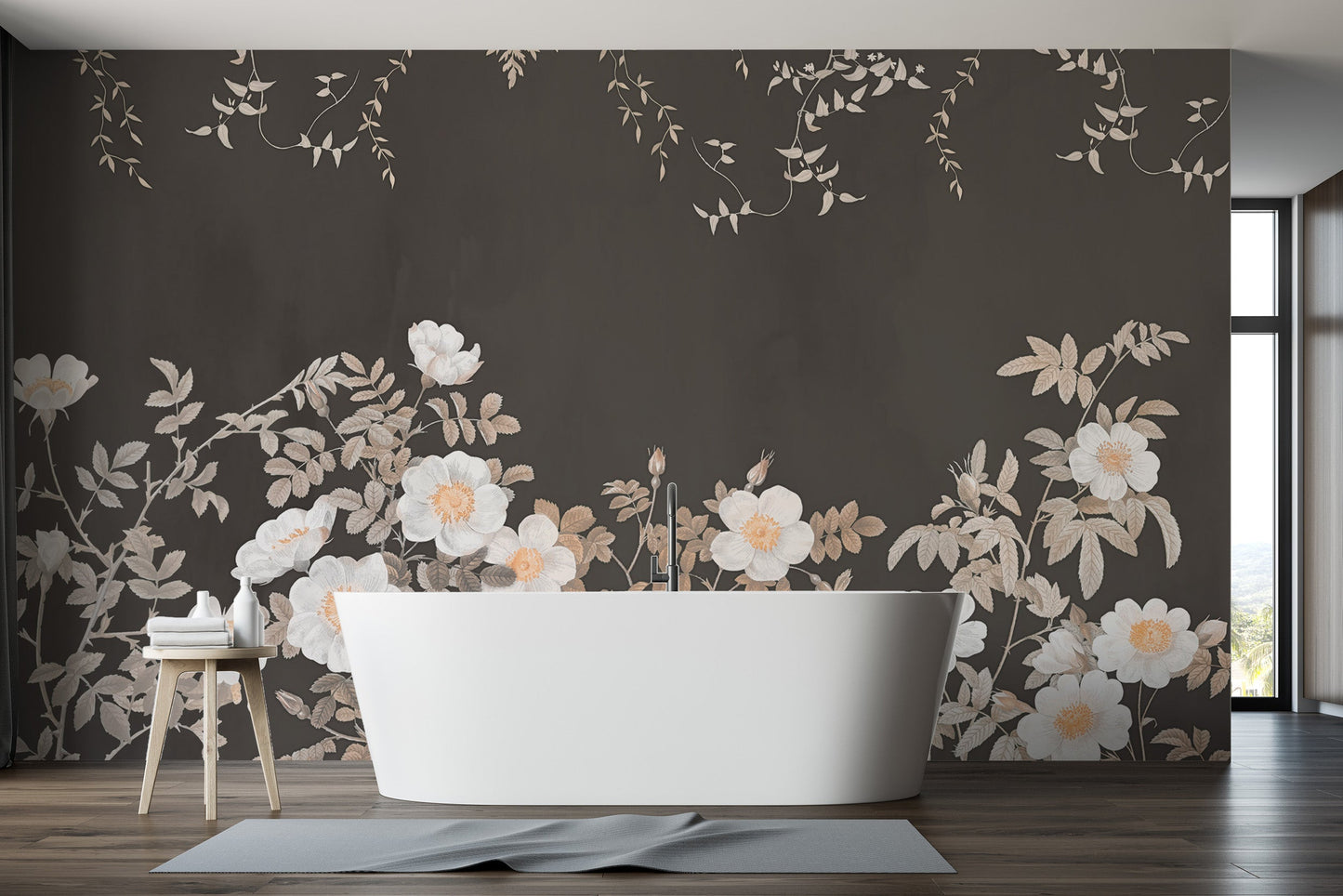 Artistic Copper Petal Noir Wall Mural for creative spaces