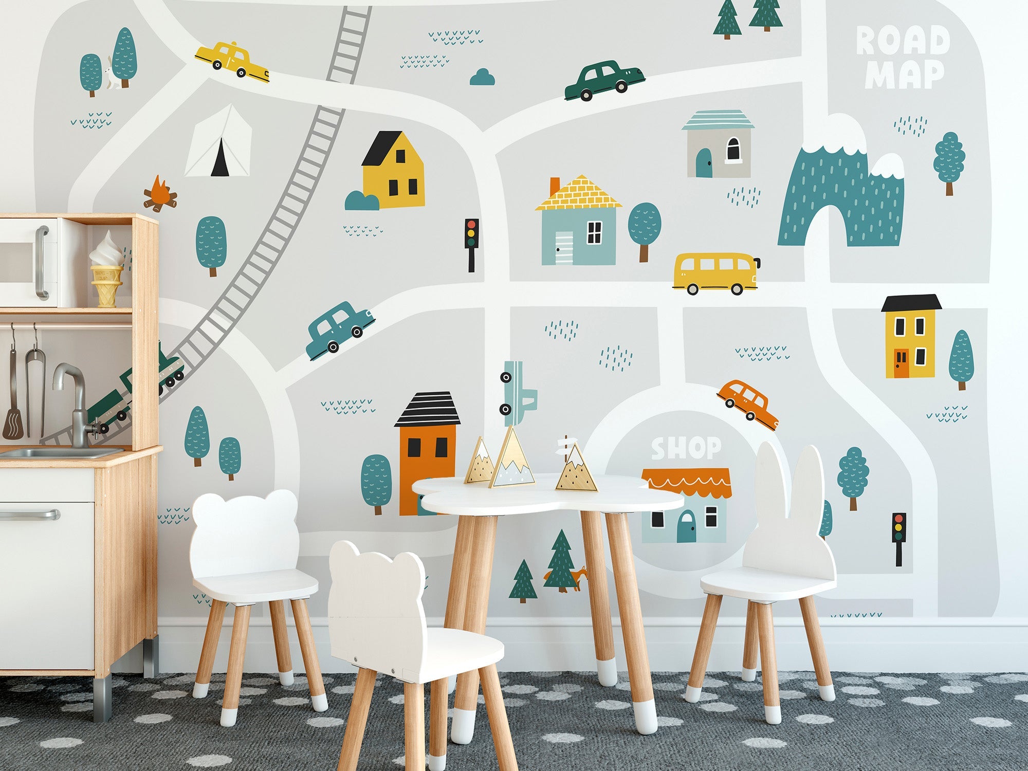 Town Map Wall Mural - Giffywalls